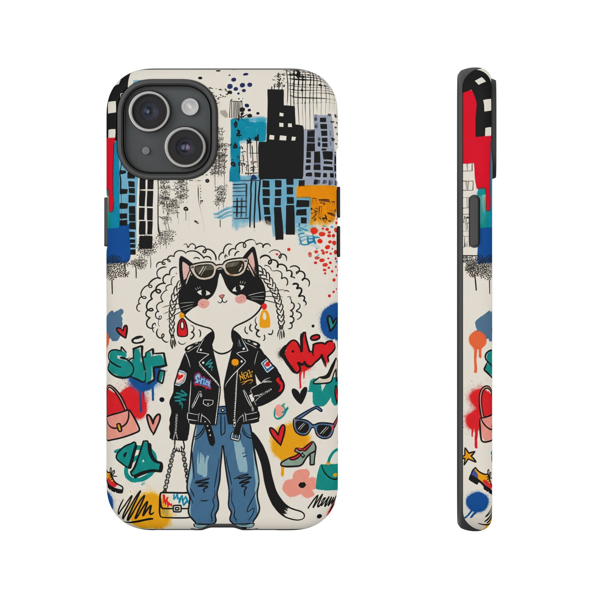 Punk City Cat Graffiti Design iPhone Case