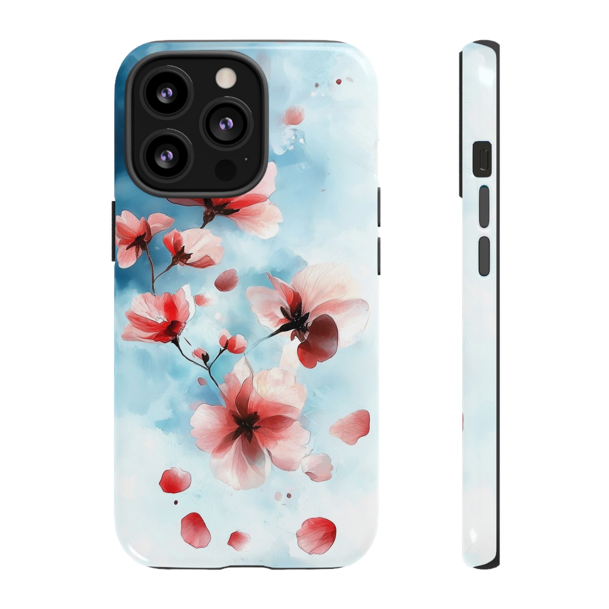 Floral Cherry Blossom iPhone Case | Pastel Pink Blue
