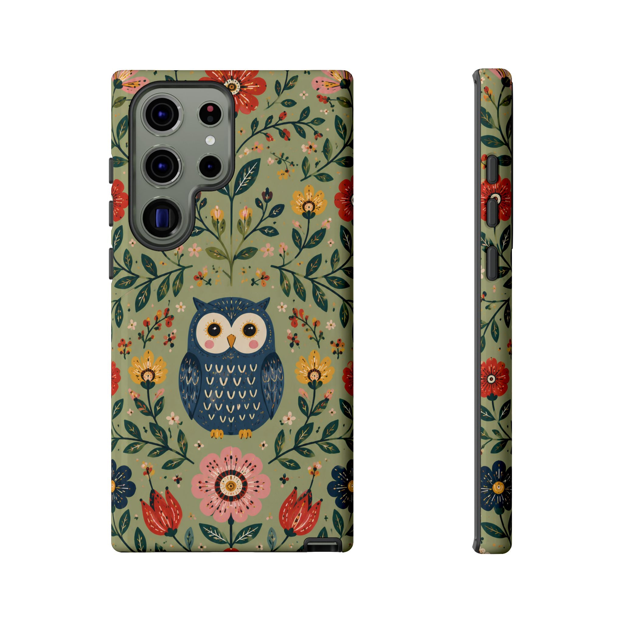 Floral Owl Tough Samsung Phone Case | Cute Botanical Protective Cover