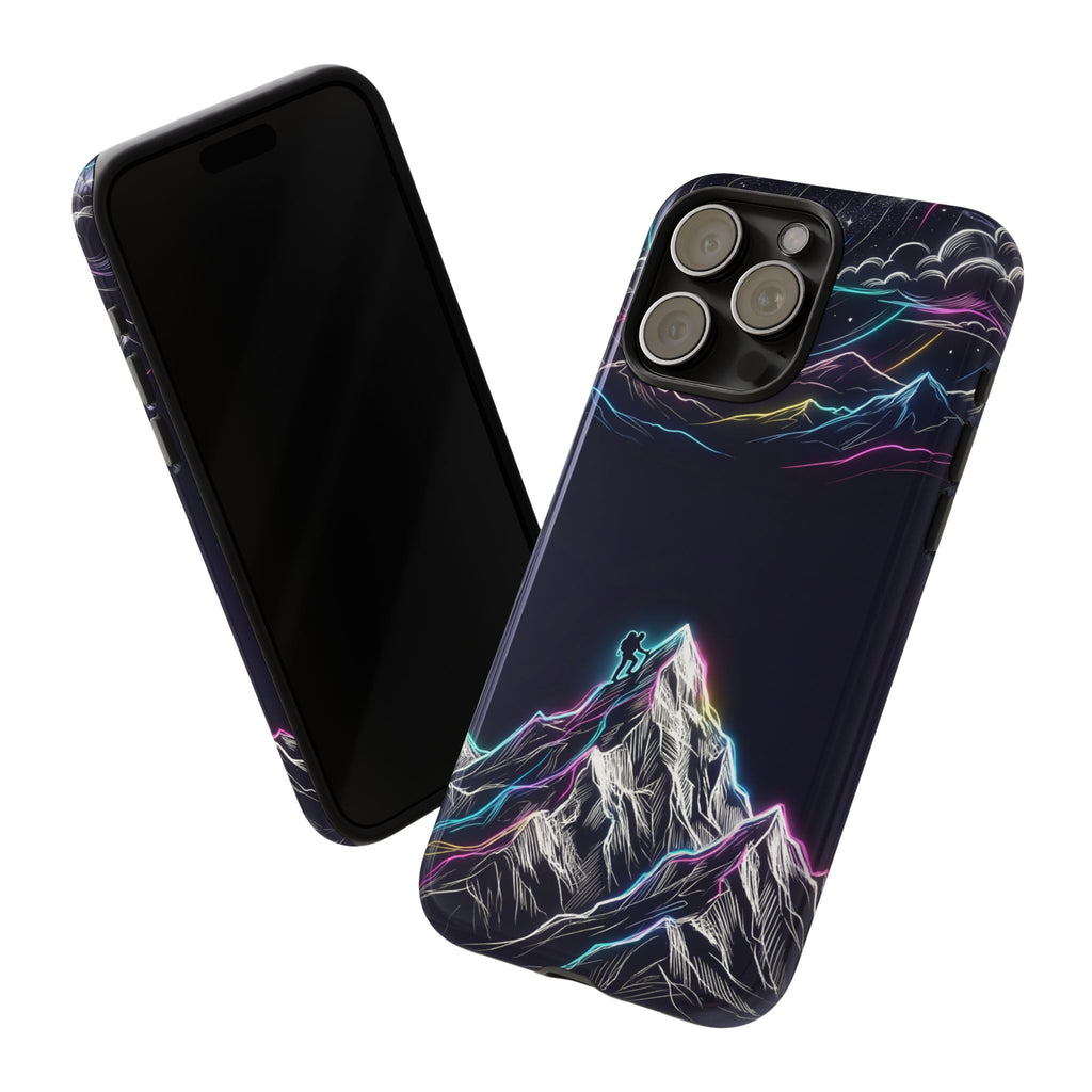Mount Everest Neon iPhone Case | Dark Cosmic Climber Protective Cover