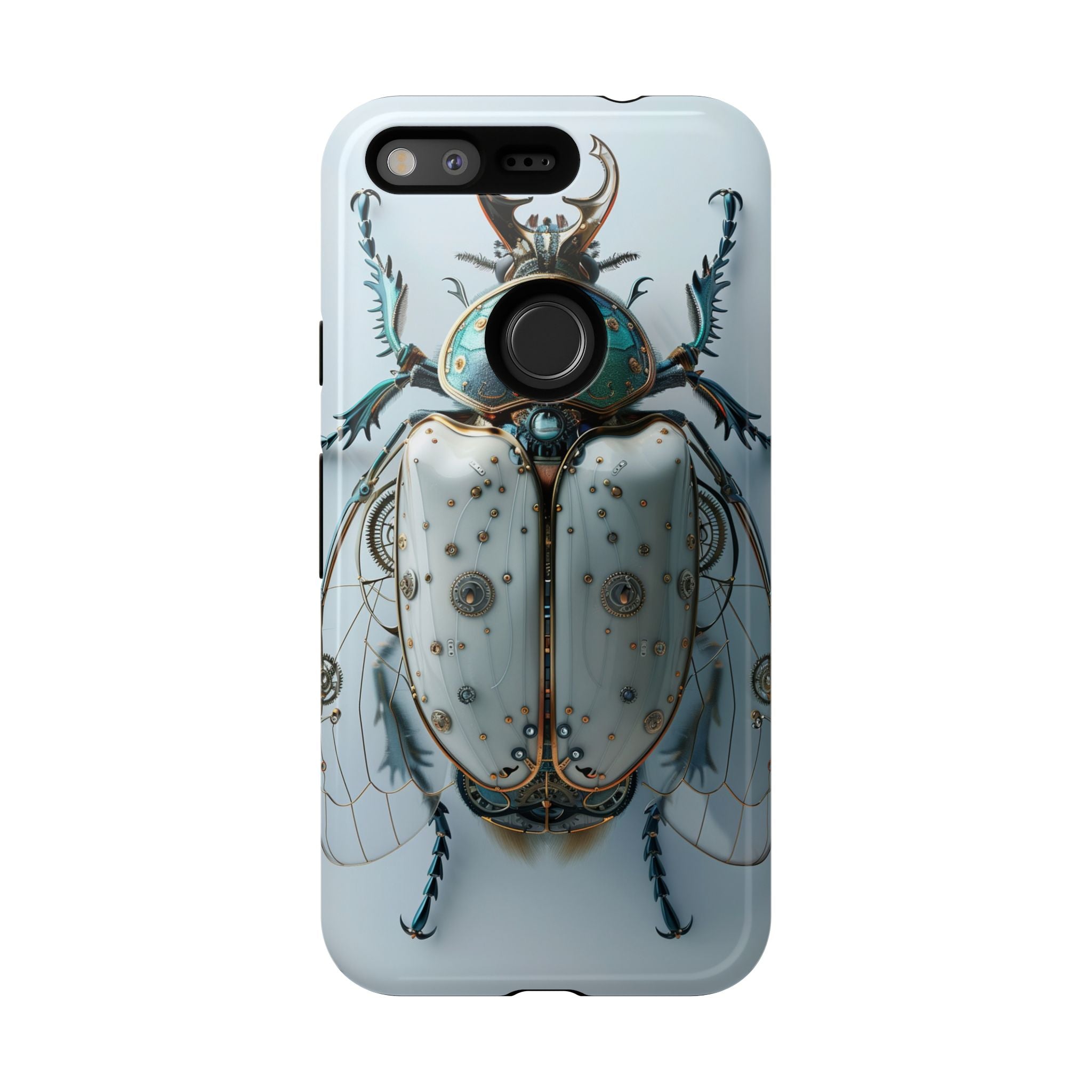 Steampunk White Beetle Protective Tough Google Pixel Case