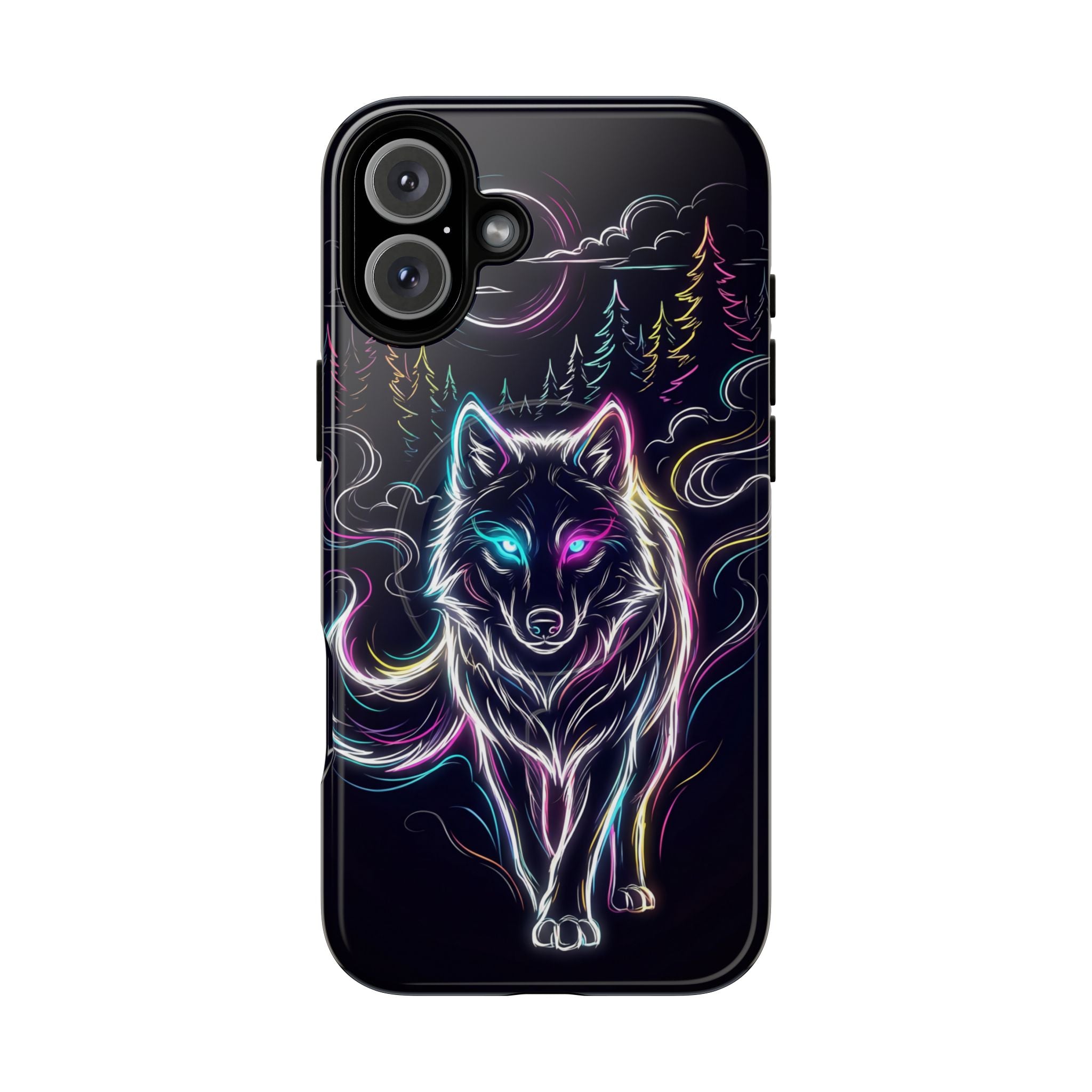 Neon Wolf MagSafe iPhone Case | Mystic Glow Protective Tough Case