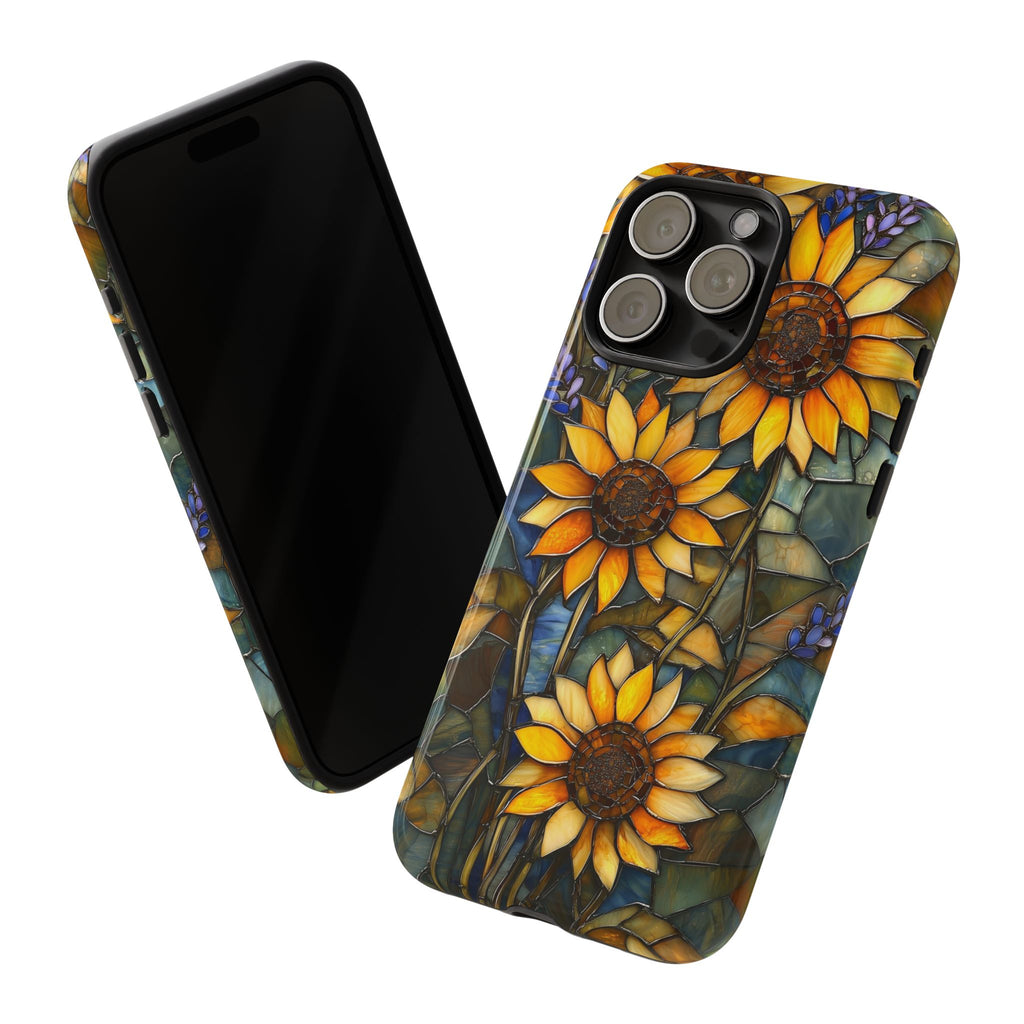 Sunflower Stained Glass Tough iPhone Case | Floral Protective Cover