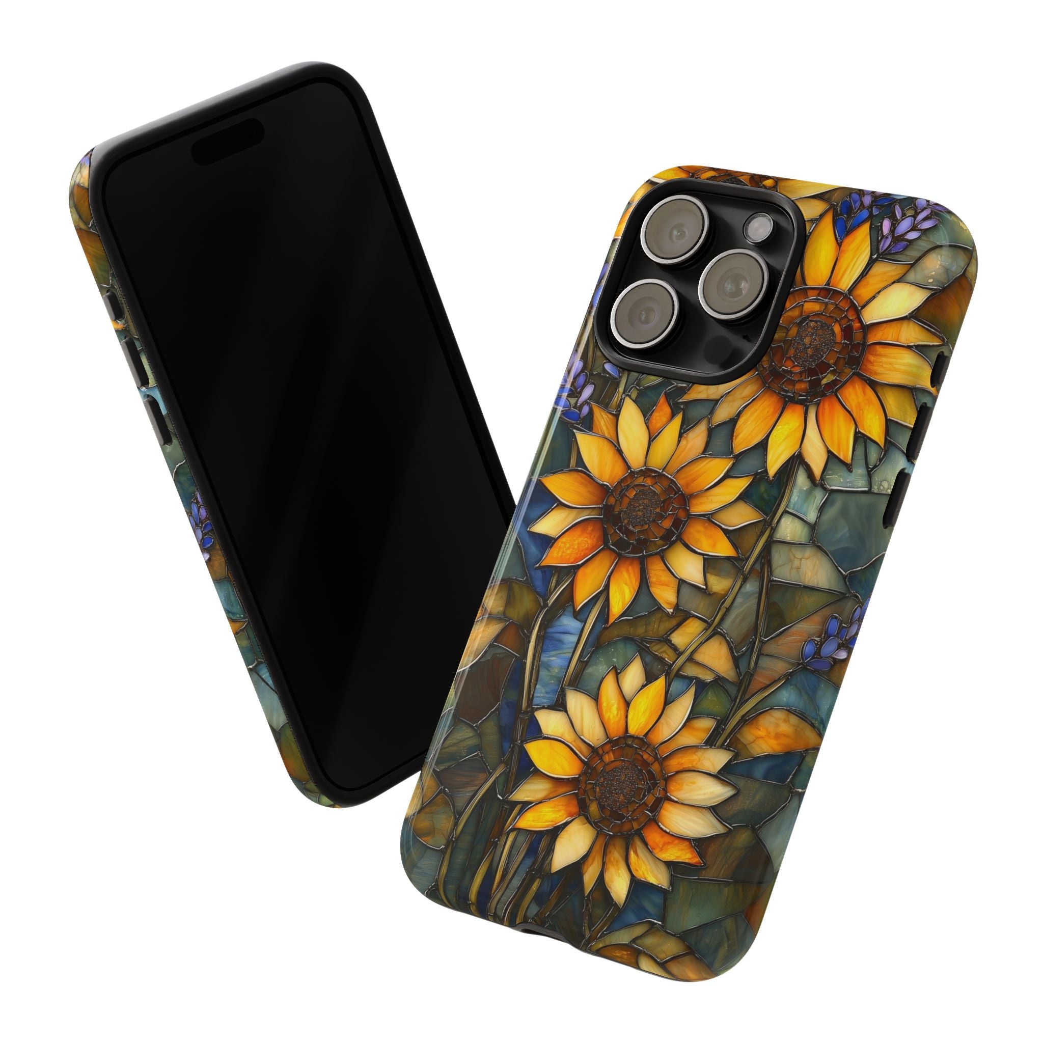 Sunflower Stained Glass Tough iPhone Case | Floral Protective Cover