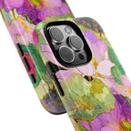 Floral Watercolor Tough iPhone Case | Pink Lotus Garden Protective Cover
