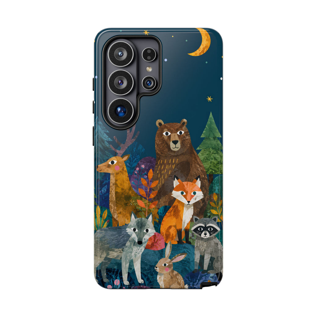 Forest Friends Samsung Galaxy Phone Case | Nighttime Woodland Animals Design