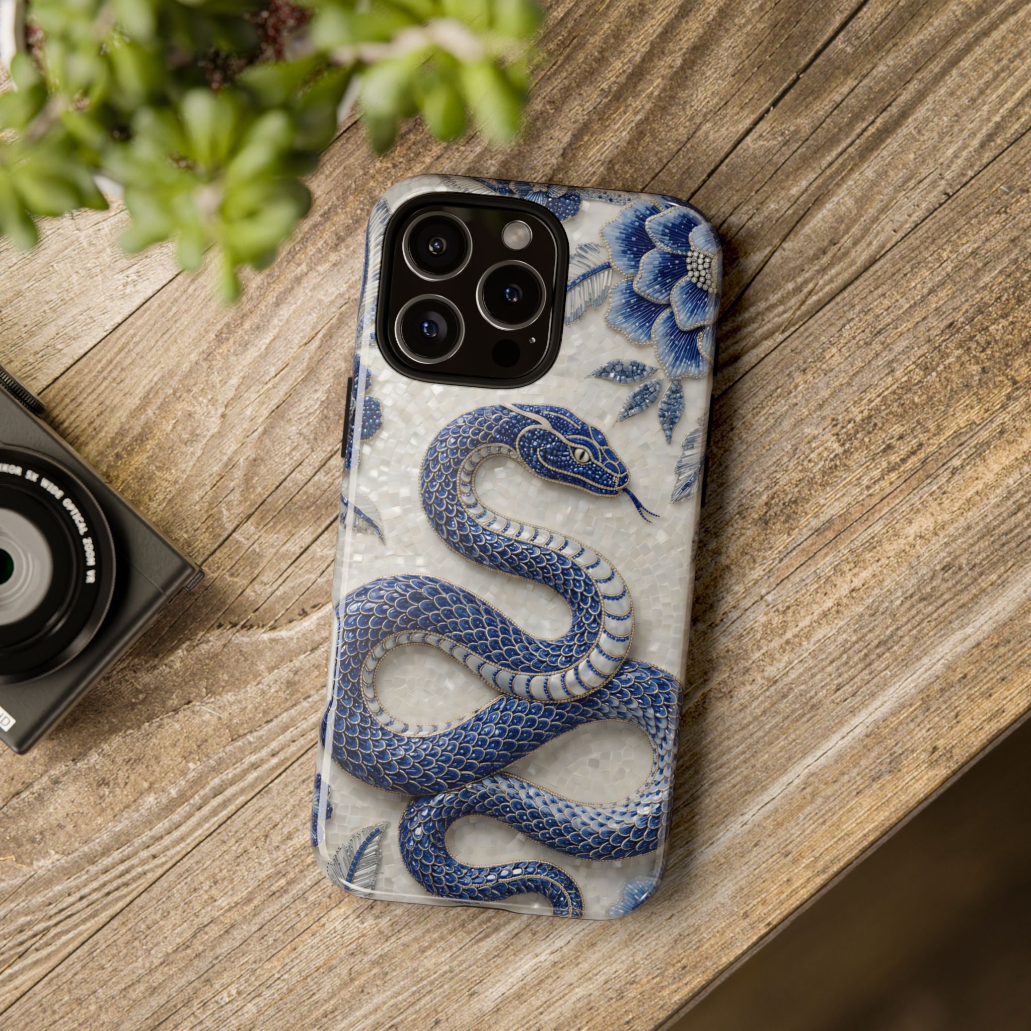 Asian Zodiac Snake iPhone Case | Blue & White Porcelain Slim Shockproof Case | Year of the Snake