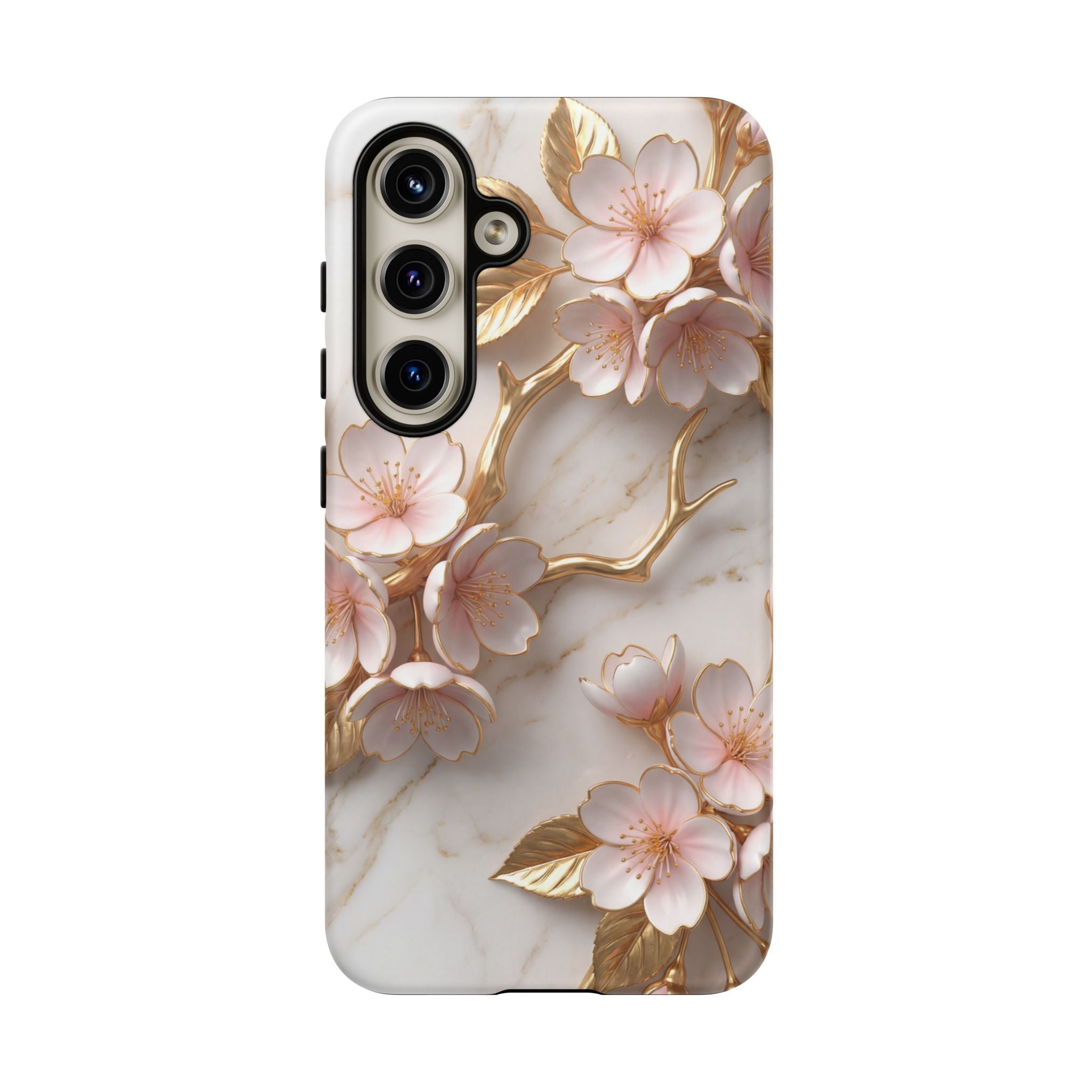Floral Marble Samsung Galaxy Case — Sakura Gold Cherry Blossom Tough Case