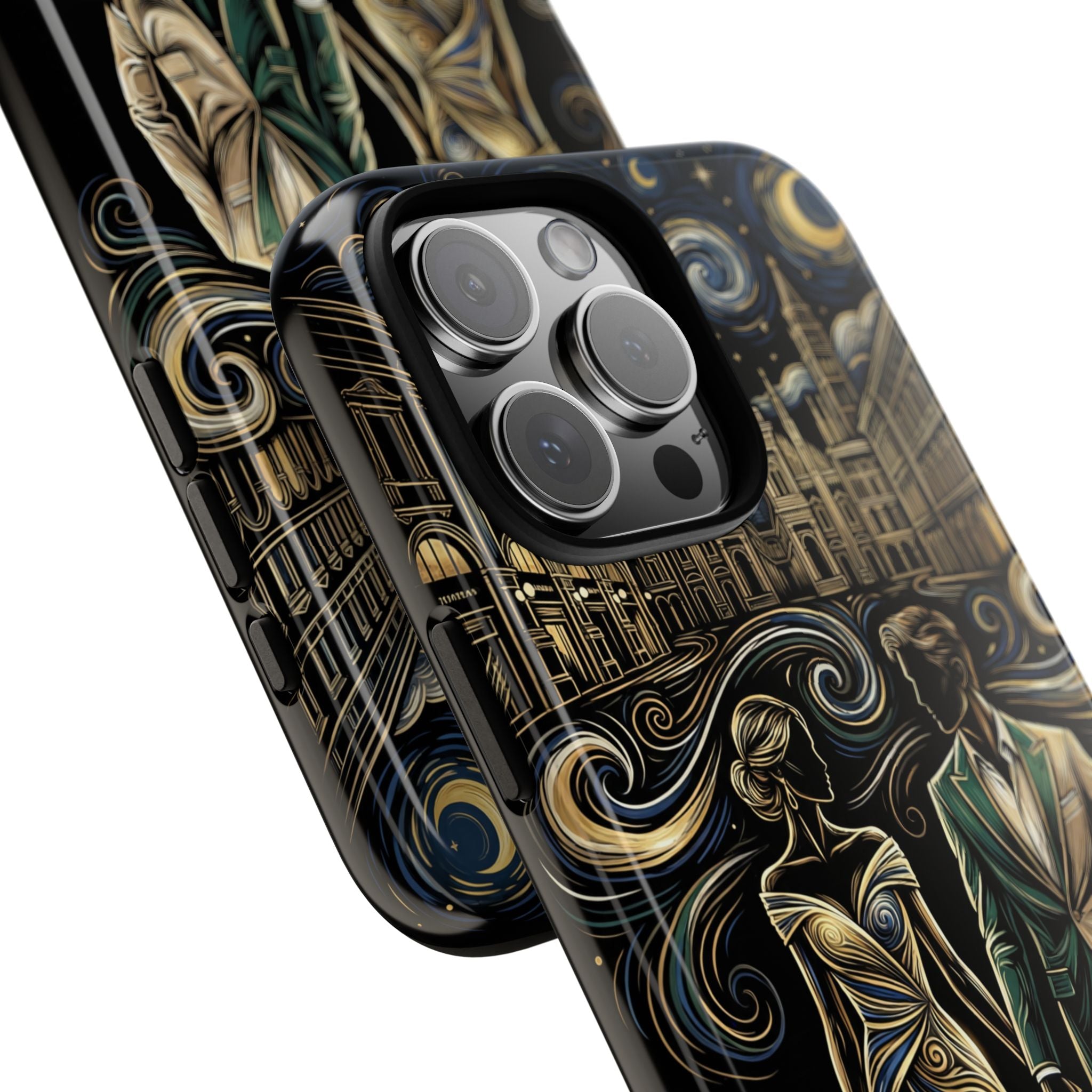 Romantic Night Walk iPhone Case | Elegant Couple Art