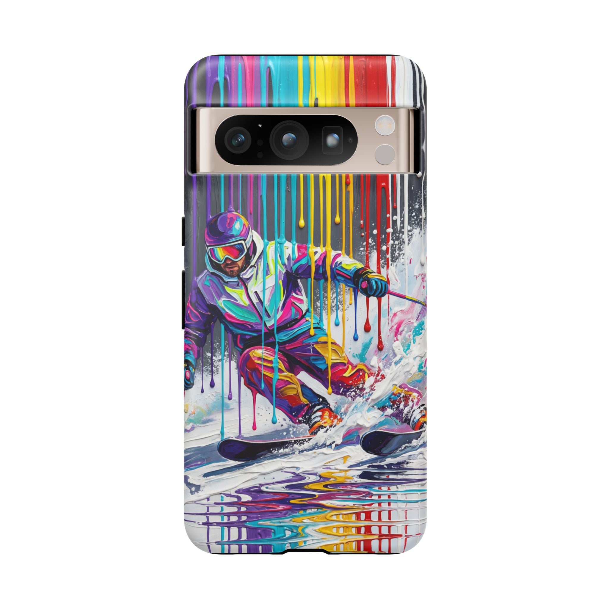 Colourful Skiing Drip Art Tough Google Pixel Phone Case