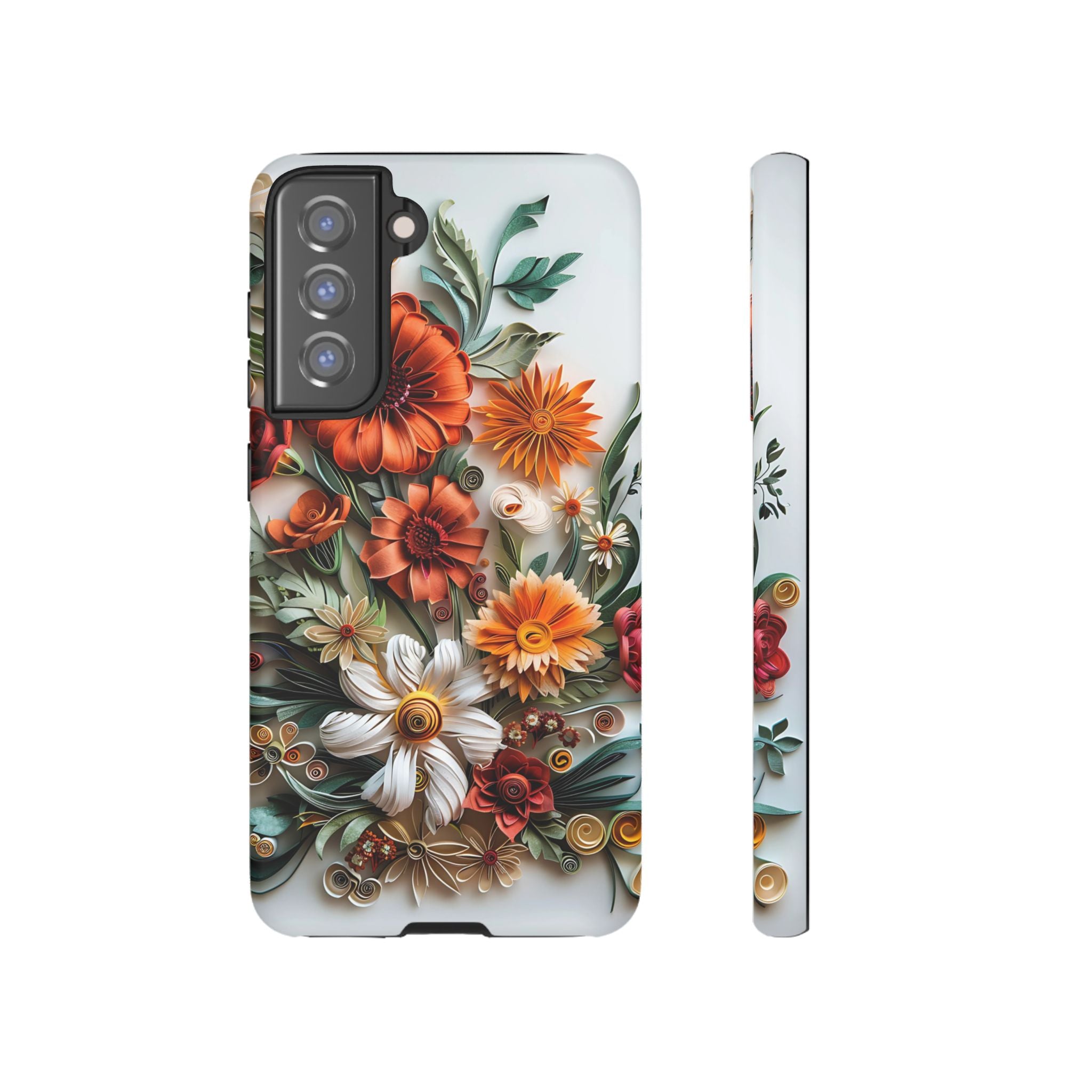 Floral Quilling Tough Samsung Galaxy Case — Orange Daisy