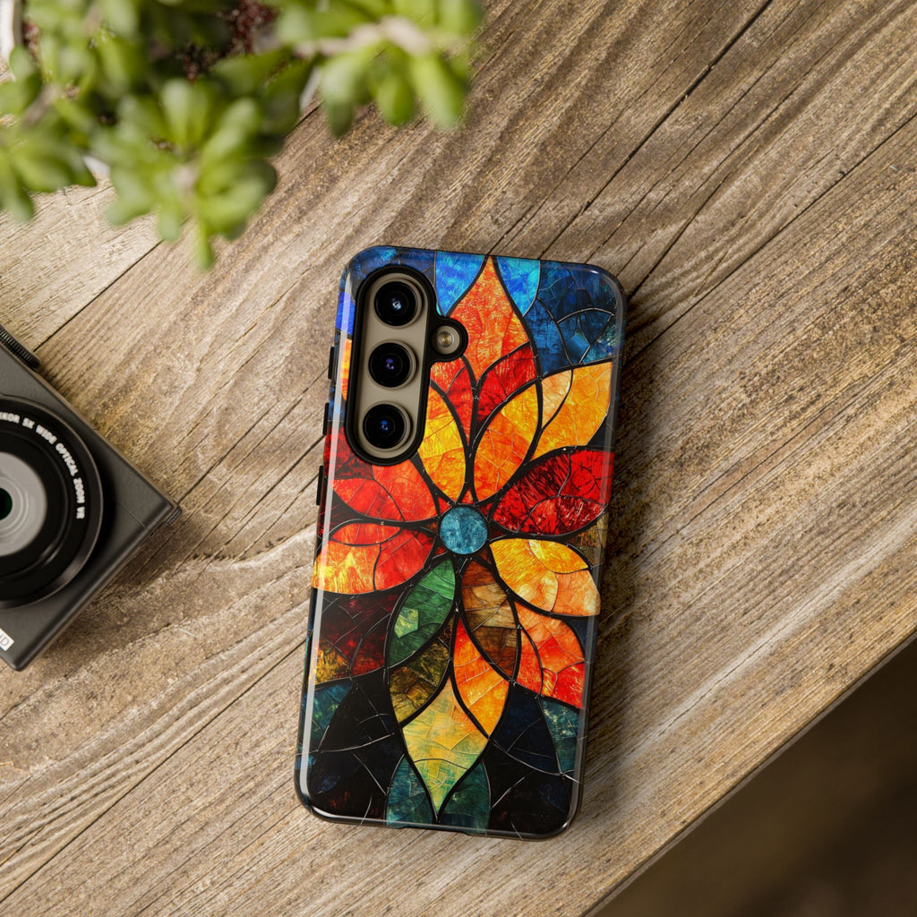 Stained Glass Flower Samsung Galaxy Case — Colourful Mosaic Protective Cover