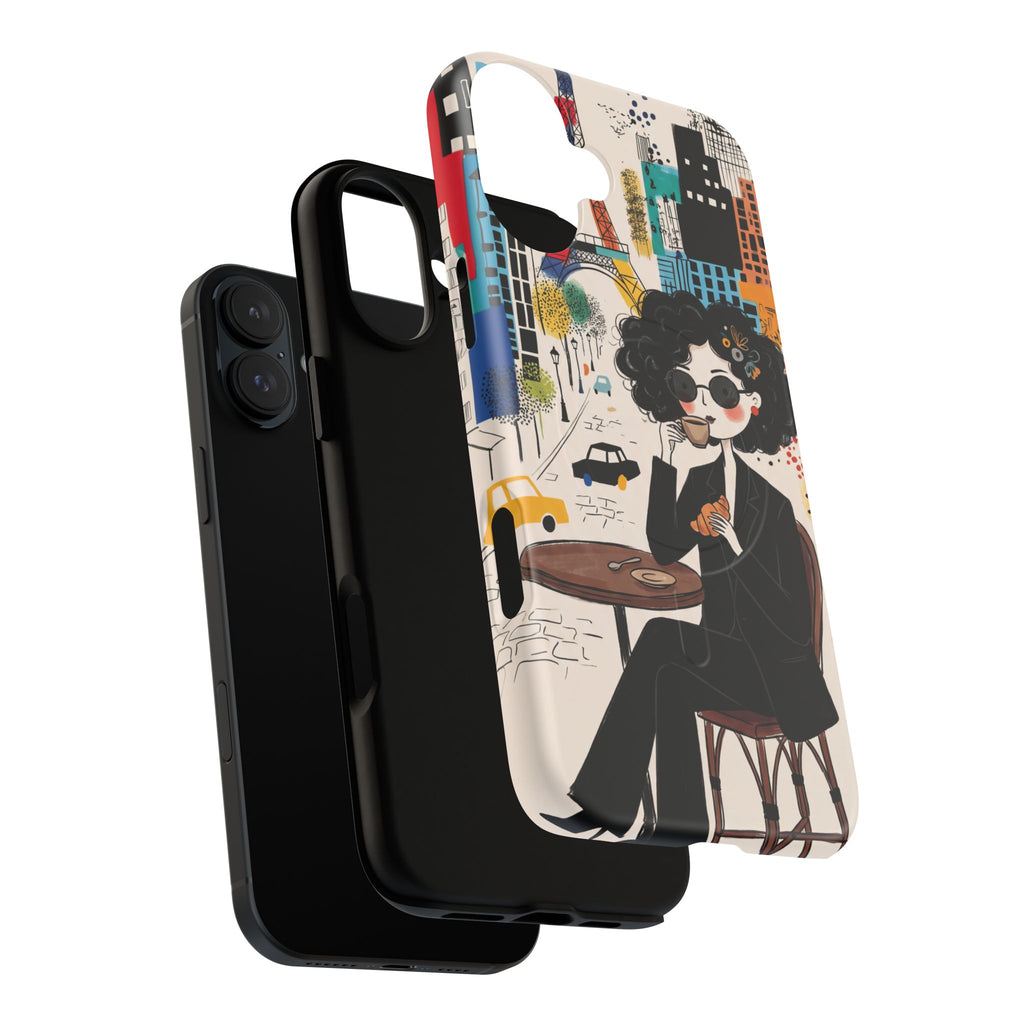 Paris Cafe Chic MagSafe iPhone Case | Stylish Woman Illustration iPhone Cover
