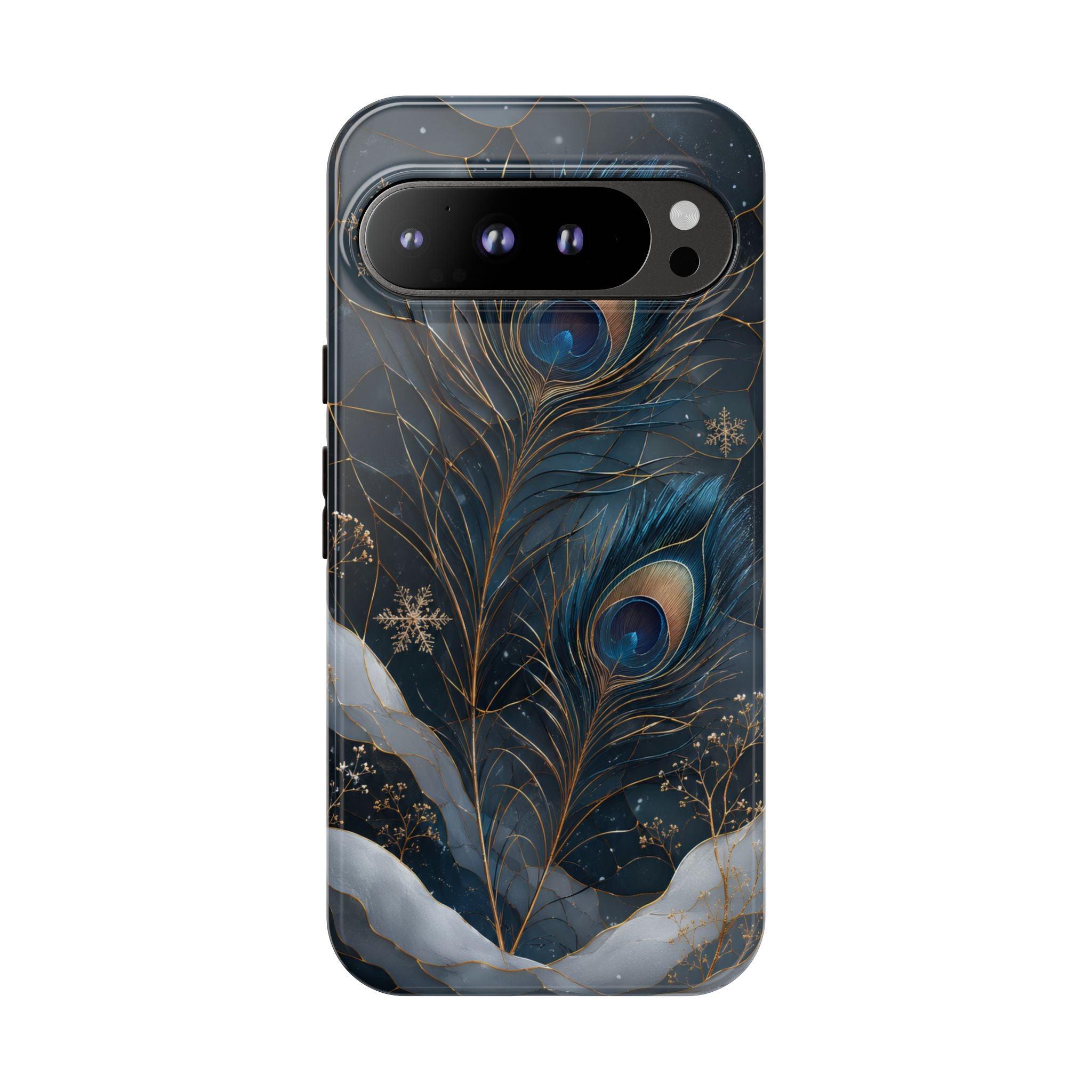 Peacock Feather Google Pixel Phone Case | Blue Gold Phone Case