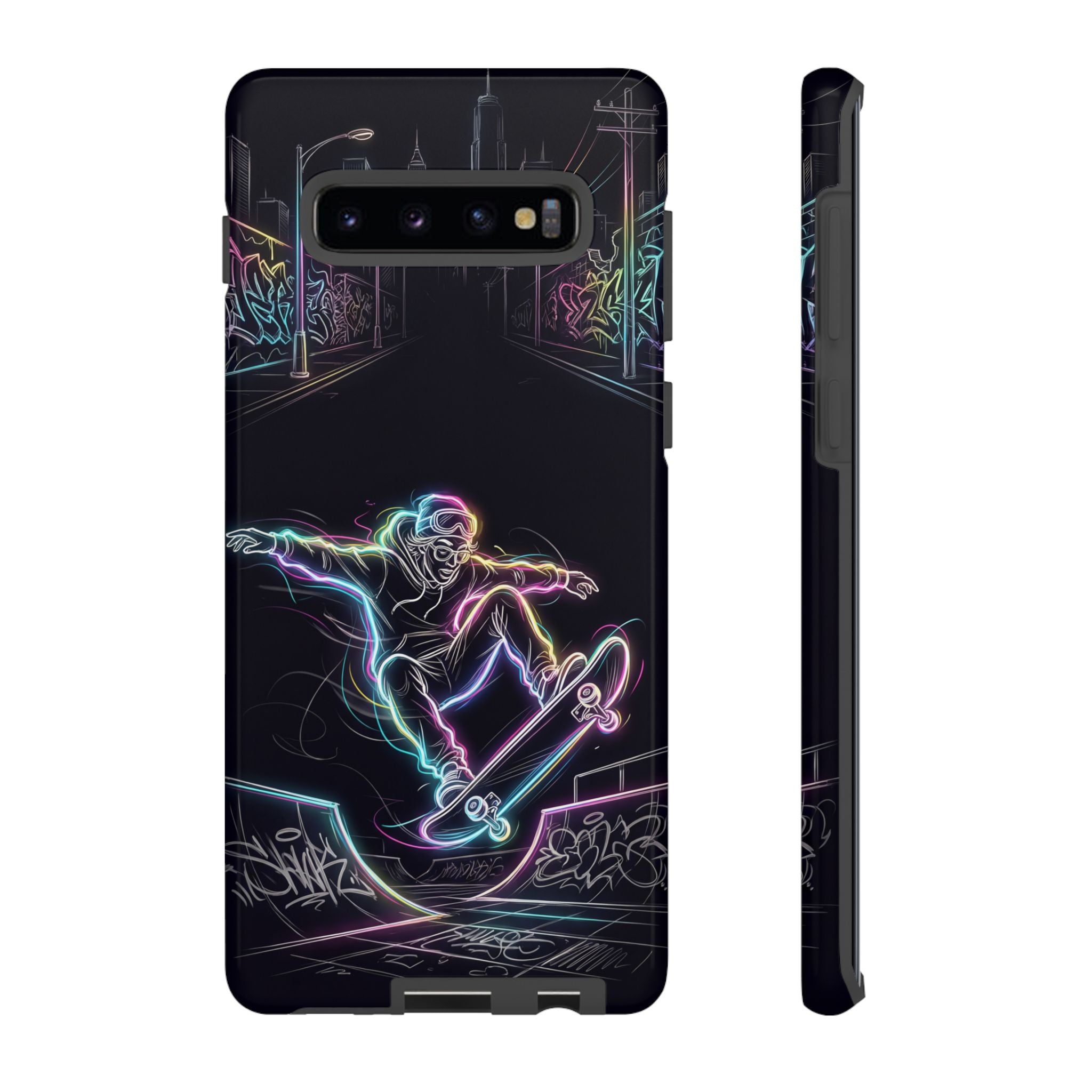 Neon Skateboard Samsung Galaxy Phone Case | Glow Skatepark Protective Cover