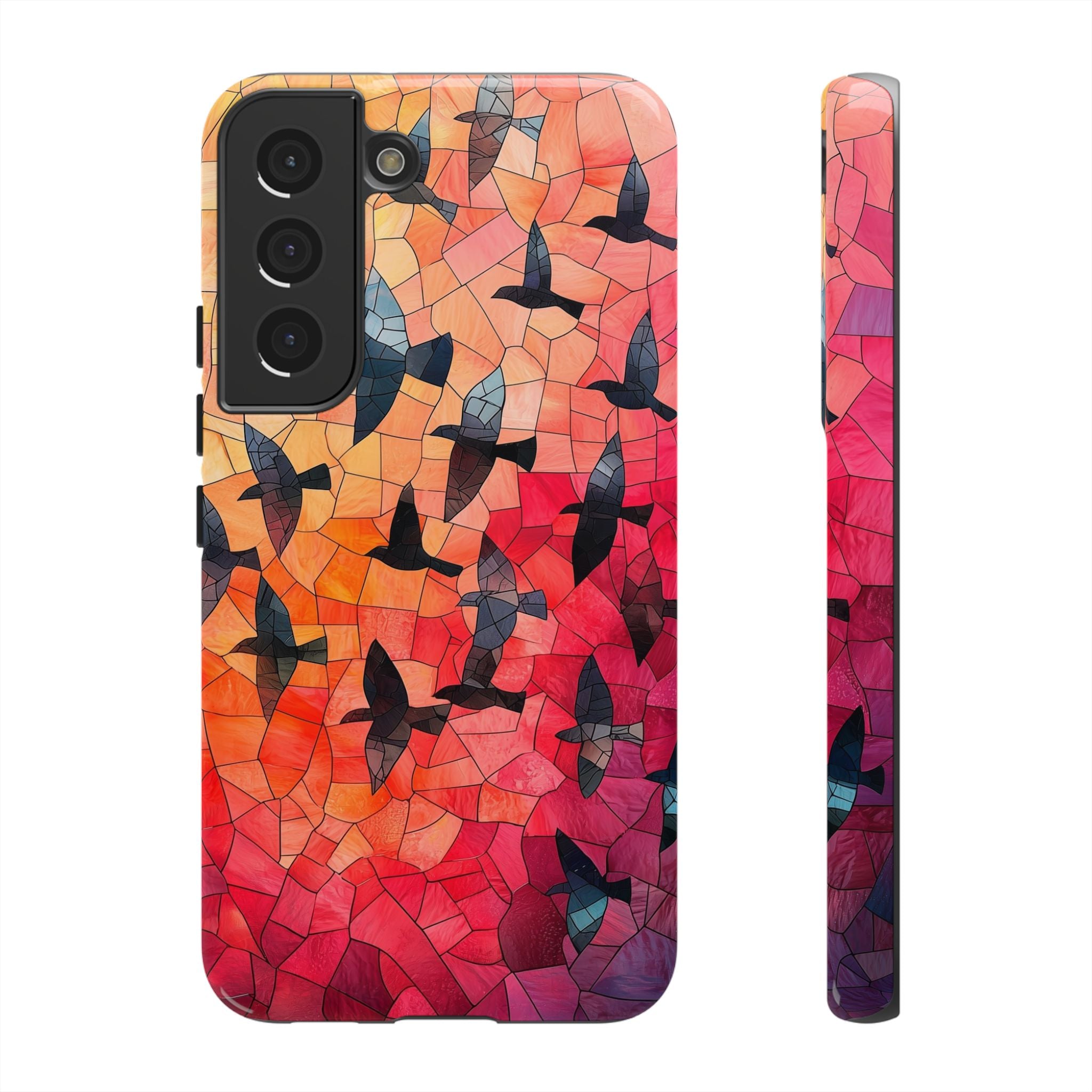 Stained Glass Mosaic Sunset Birds Samsung Galaxy Case