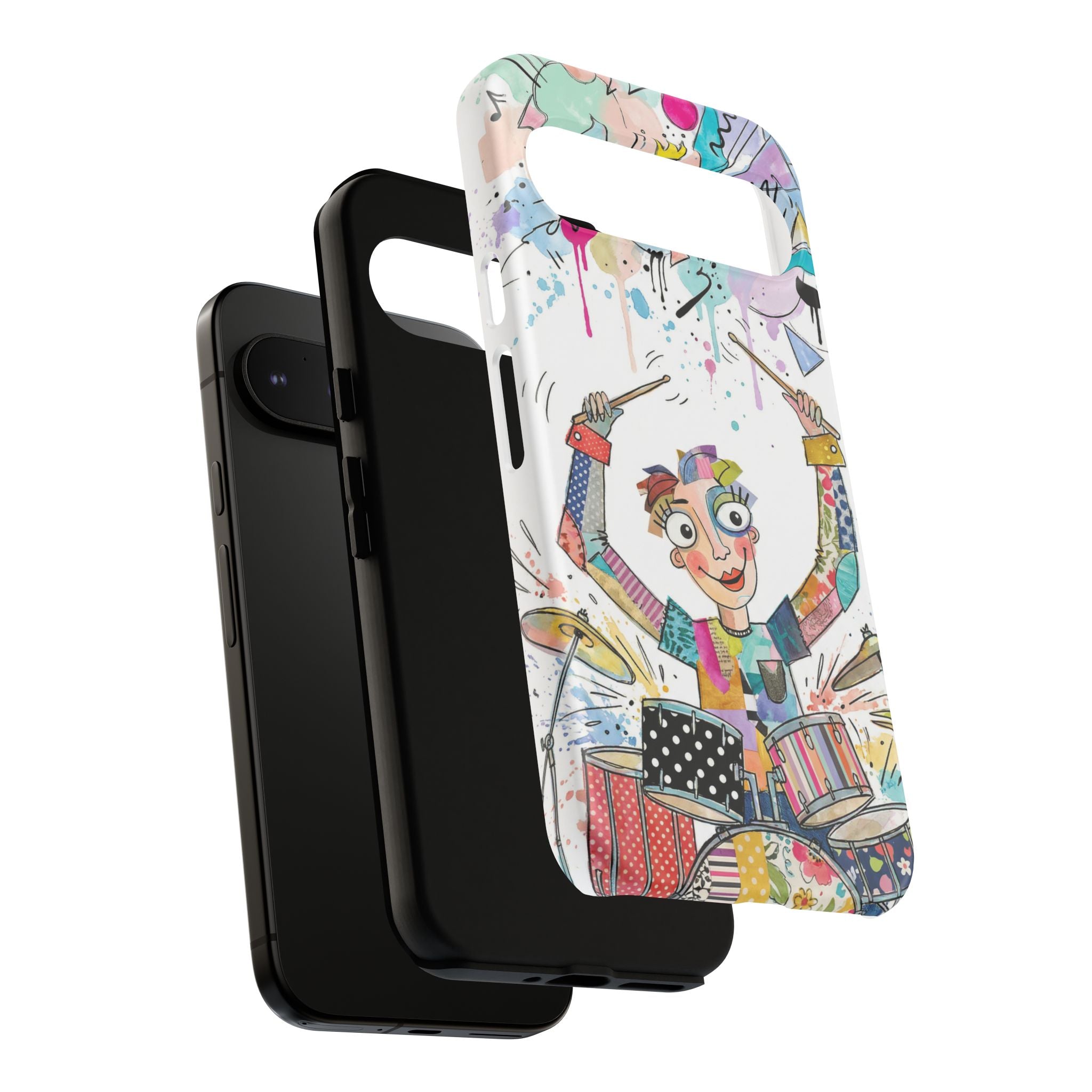 Custodia per telefono Google Pixel Drummer Boy | Cover protettiva colorata con batteria da cartone animato