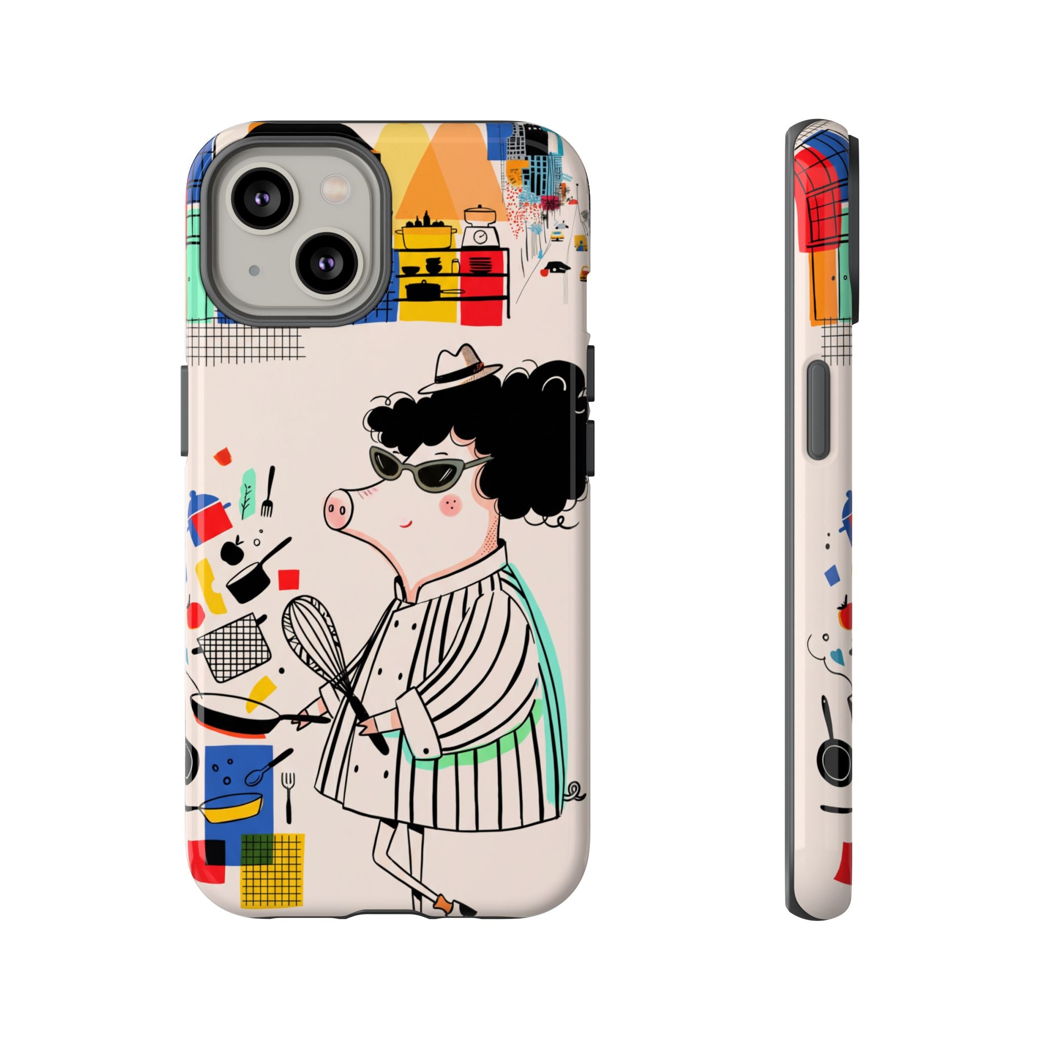 Cute Chef Pig iPhone Case | Quirky Cartoon Kitchen Art Tough Case