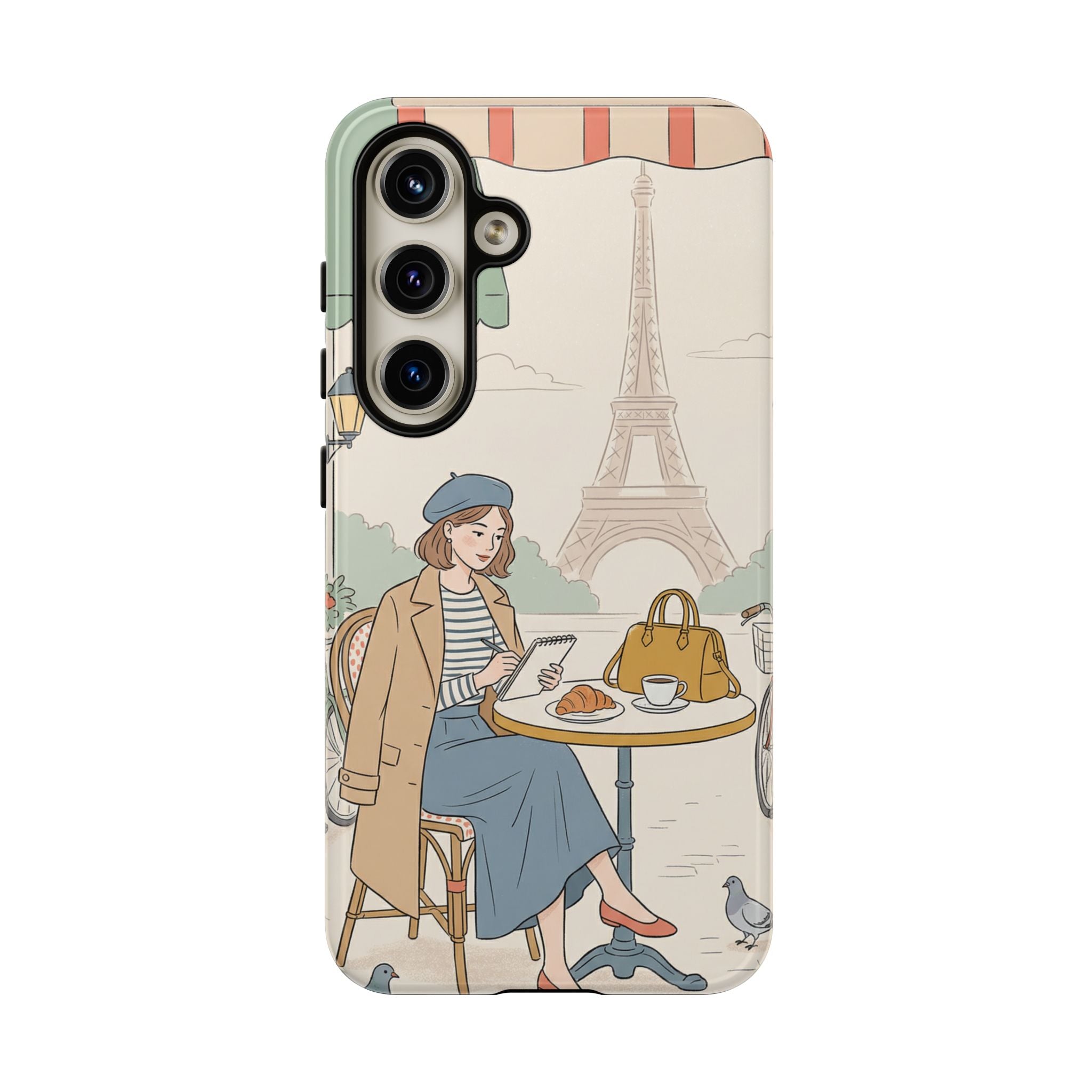 Paris Cafe Samsung Galaxy Phone Case | Cute Vintage Eiffel Tower Travel
