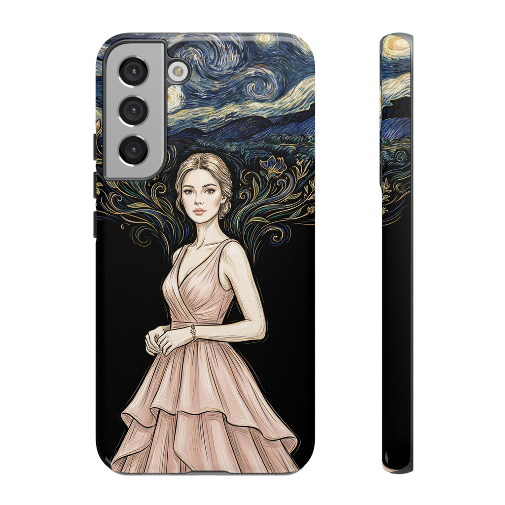 Art Nouveau Starry Night Samsung Galaxy Phone Case | Elegant Woman Illustration Tough Case