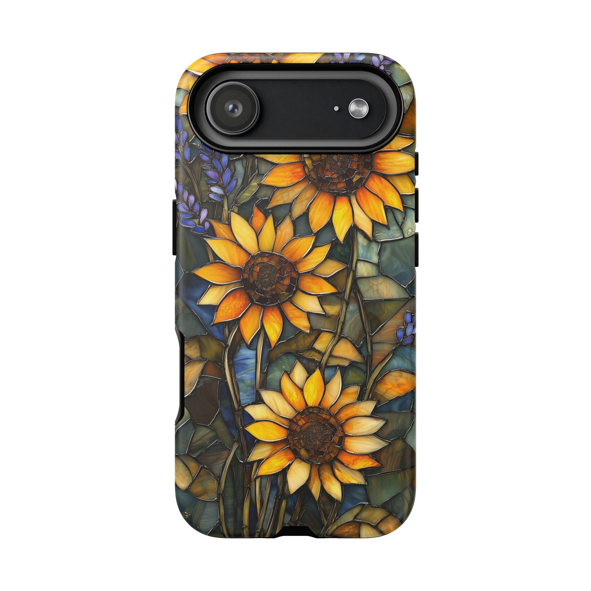 Sunflower Stained Glass Tough iPhone Case | Floral Protective Cover