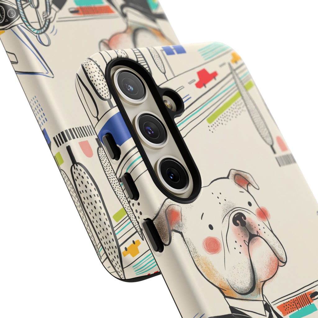 Bulldog Driver Samsung Galaxy Phone Case | Cute Retro Dog Illustration