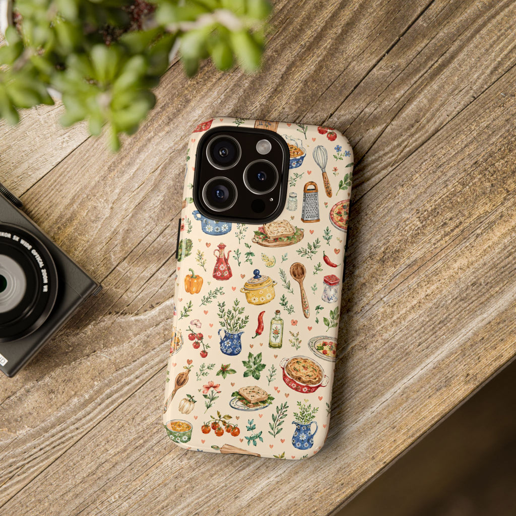 Kitchen Pattern iPhone Case | Vintage Cooking Recipe Phone Cover