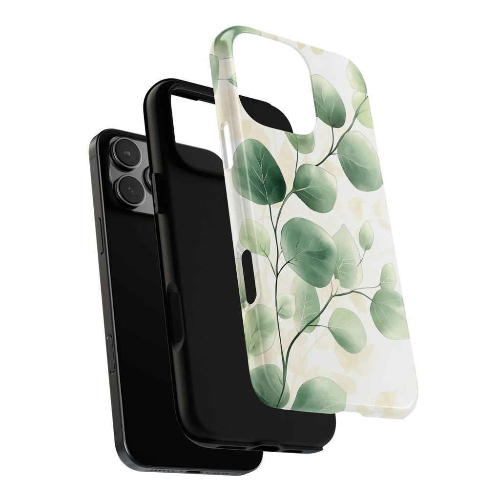 Botanical Eucalyptus Tough iPhone Case | Green Watercolour Leaf