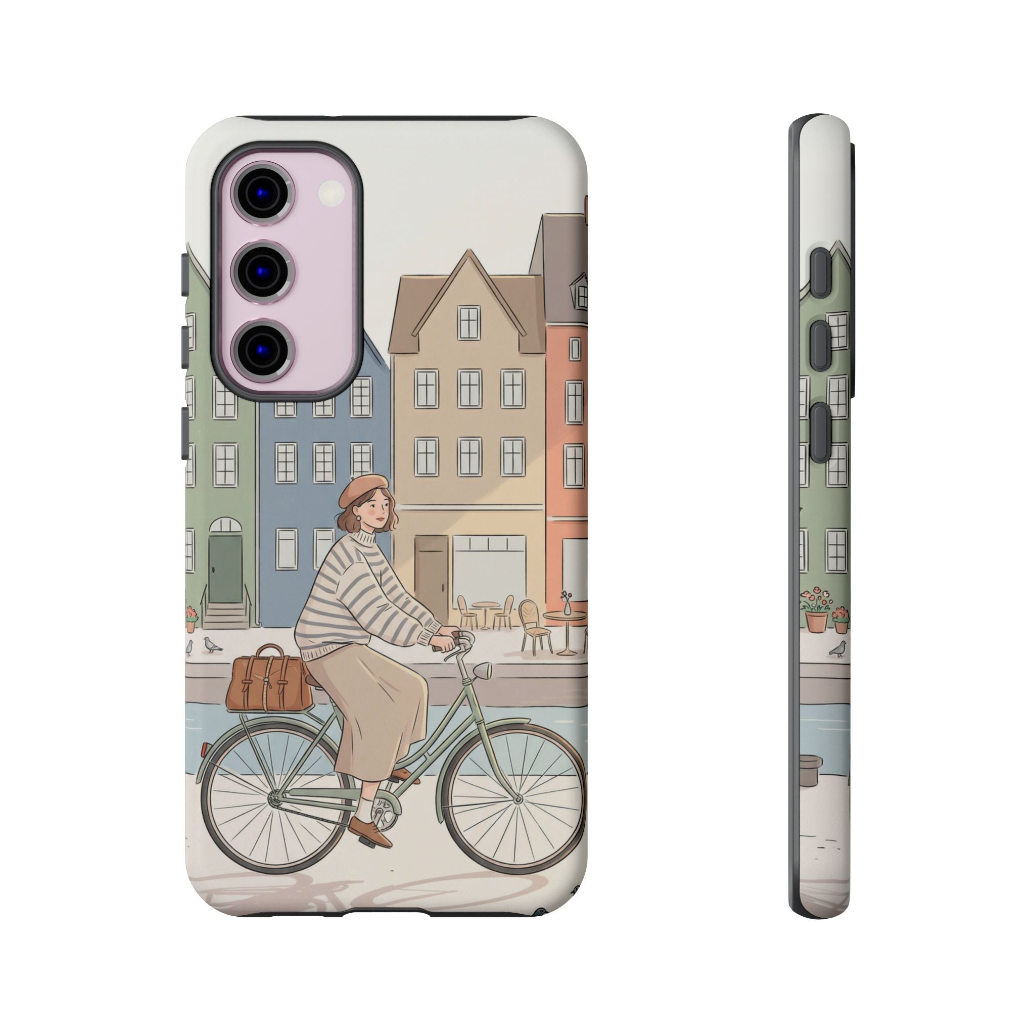 City Bike Samsung Galaxy Phone Case | Cozy European Street Illustration Tough Cases