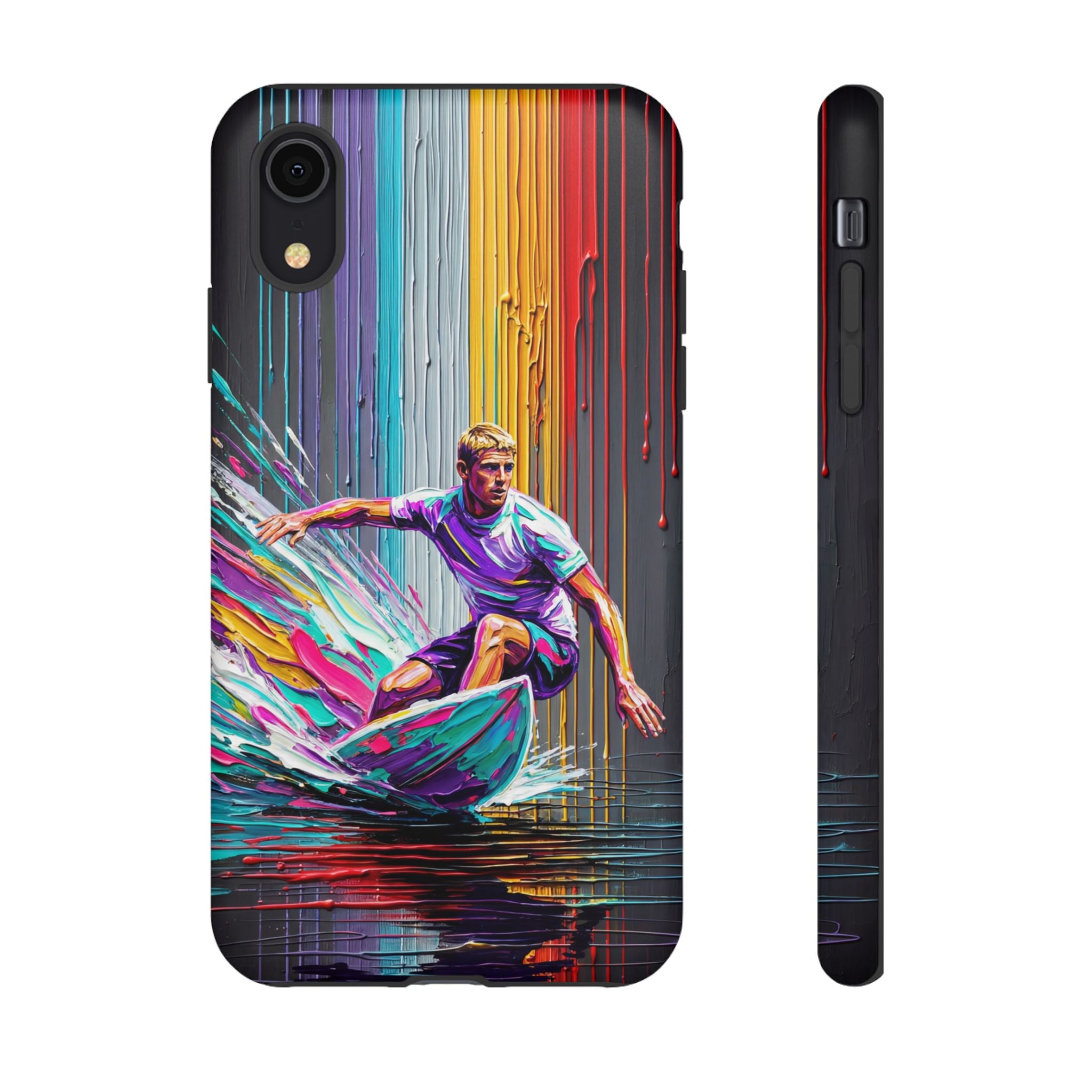 Surfing Art iPhone Case | Colourful Wave Surfer Protective Cover