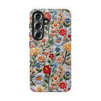 Floral Embroidered Pattern Tough Samsung Galaxy Case — Colourful Daisy & Wildflower Design