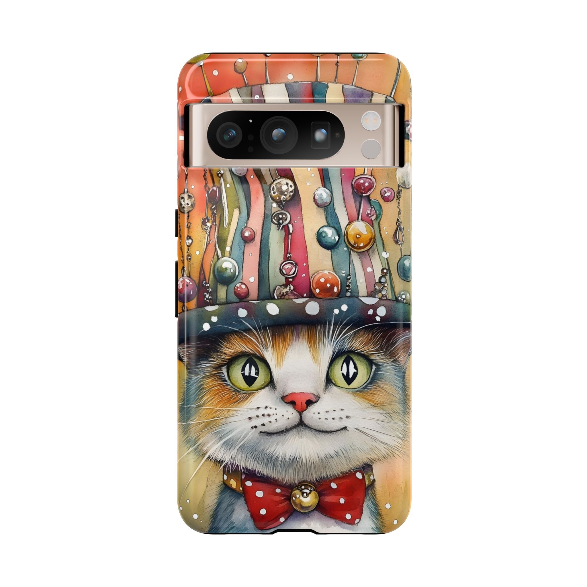 Cat in Colorful Top Hat Google Pixel Case — Whimsical Cat Art iPhone Case