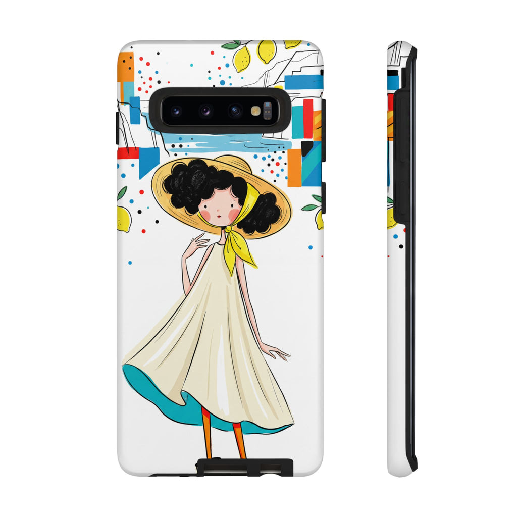 Cute Summer Girl Samsung Galaxy Phone Case | Whimsical Coastal Illustration Protective Case