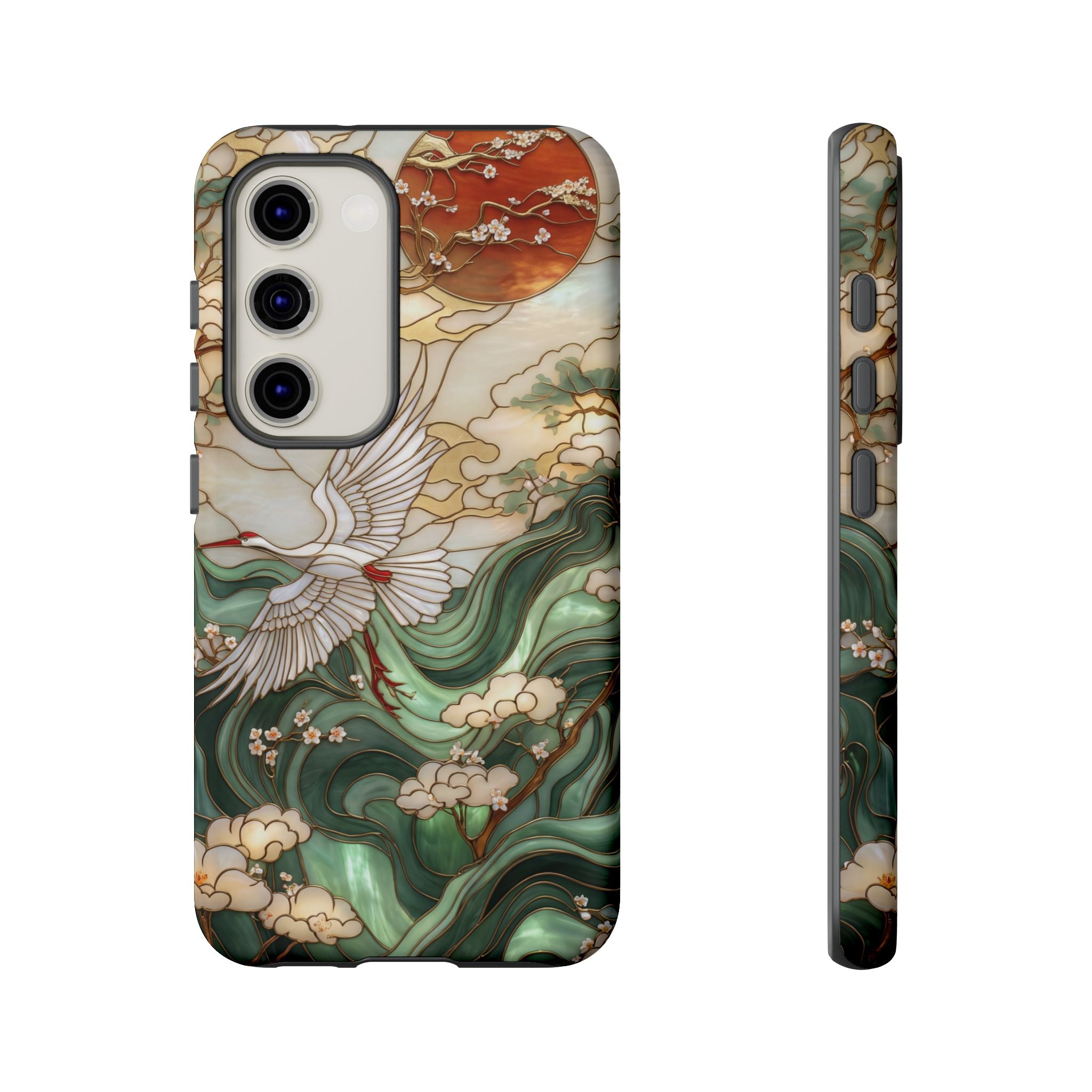 Cranes & Waves Protective Samsung Galaxy Case | Japanese-Inspired Art Phone Cover