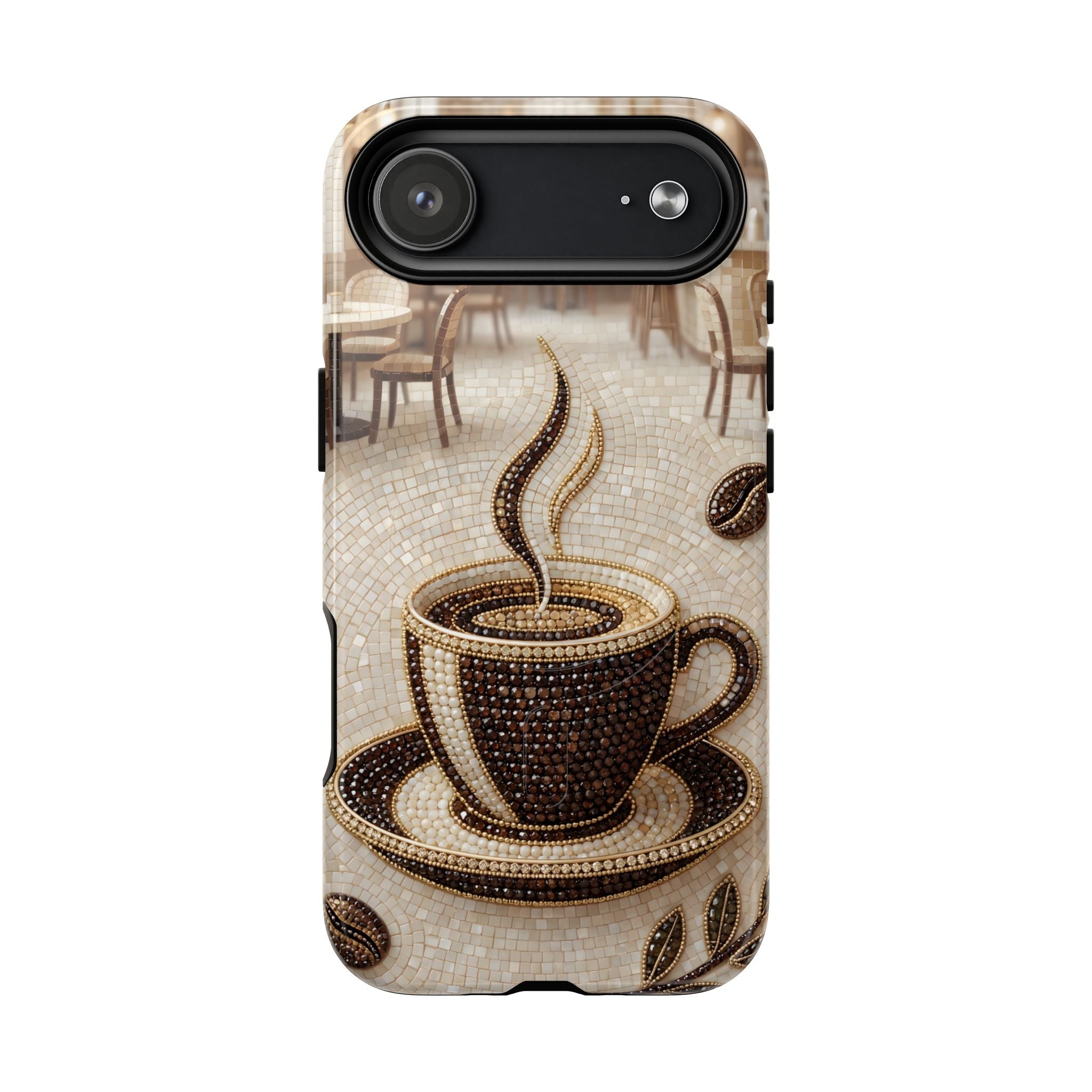 Coffee Mosaic MagSafe iPhone Case - Steaming Cup Cafe Design