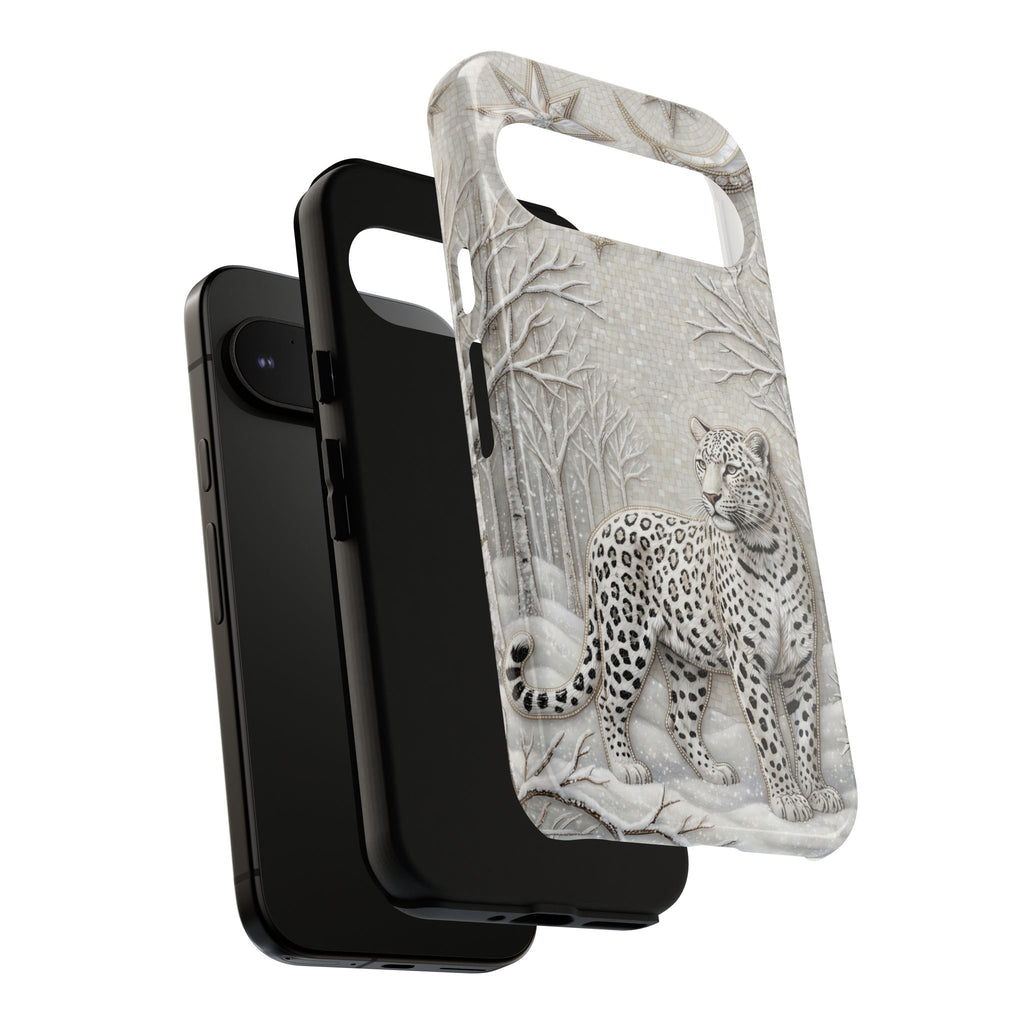 Snow Leopard Google Pixel Phone Case | Winter Moon Forest Protective Phone Cover