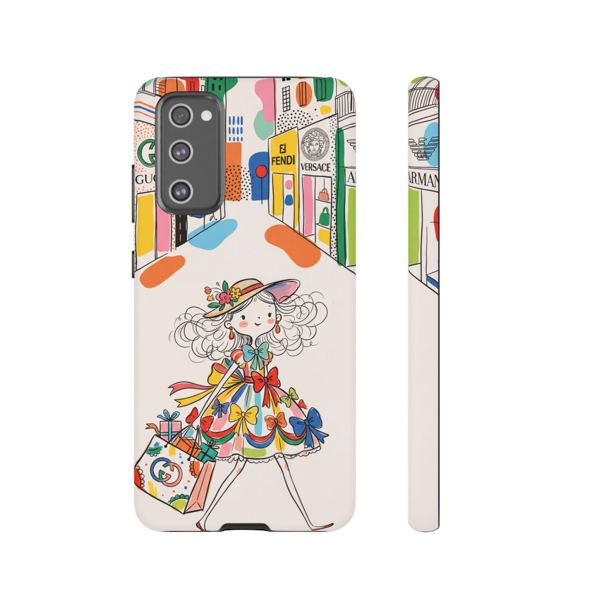 Cute Fashion Girl Samsung Galaxy Phone Case | Colourful Shopping Street Design