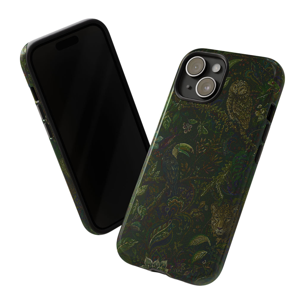 Dark Botanical Tough iPhone Case | Moody Forest Owl Cover