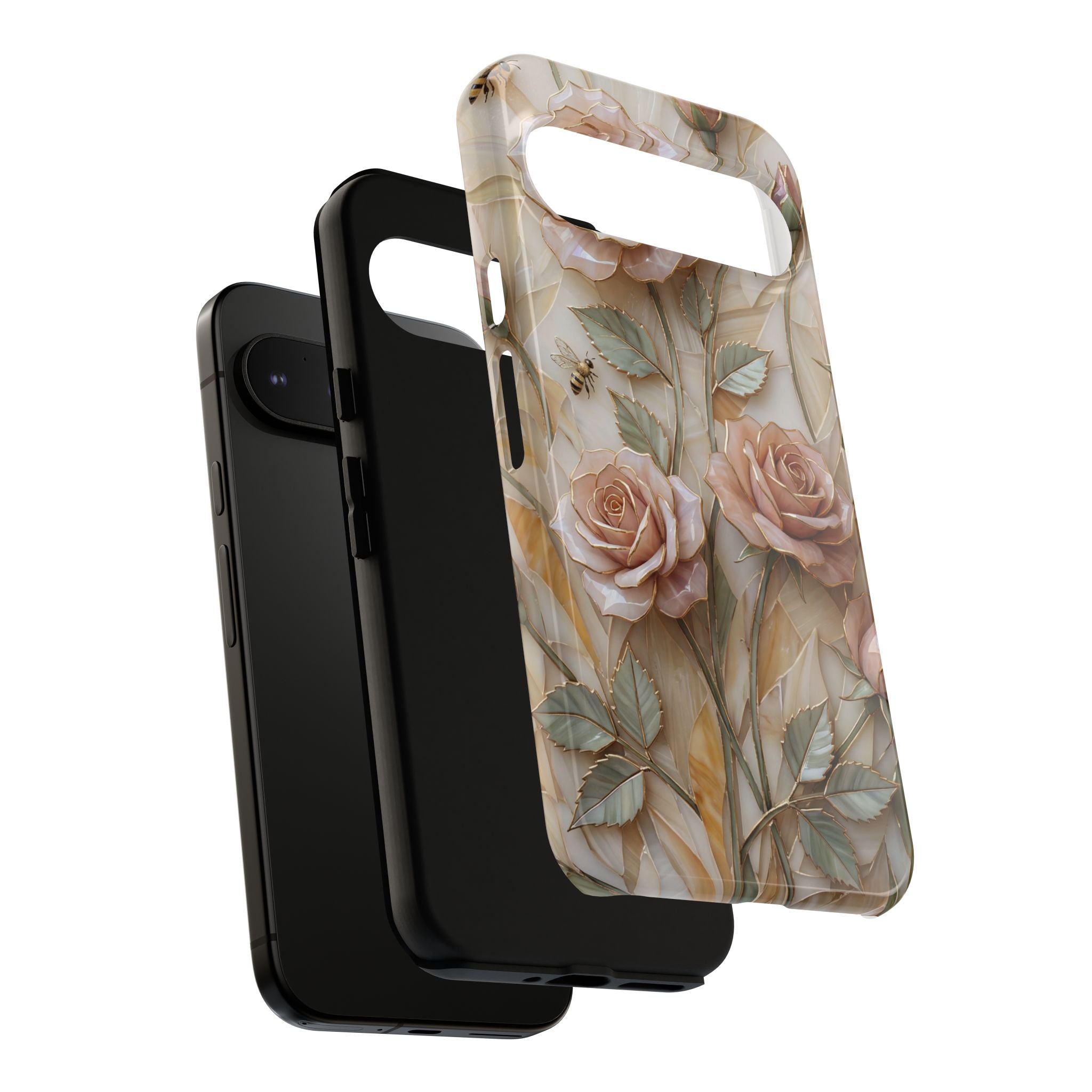 Vintage Blush Rose Floral Tough Google Pixel Protective Cover
