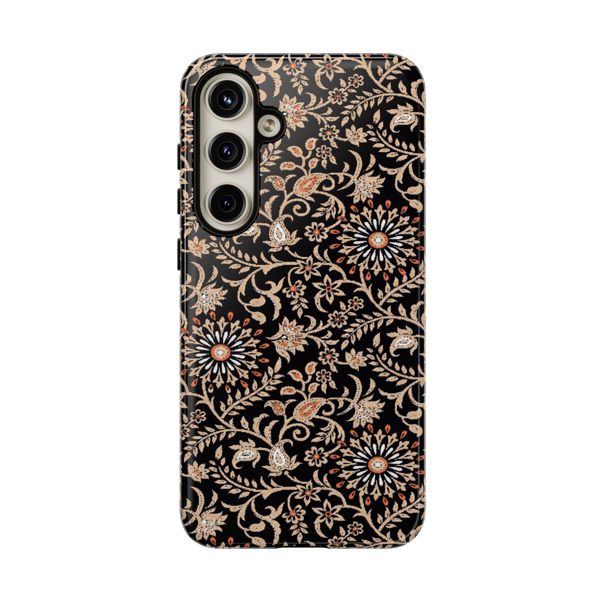 Batik Floral Black Ornate Daisies Tough Samsung Galaxy Case