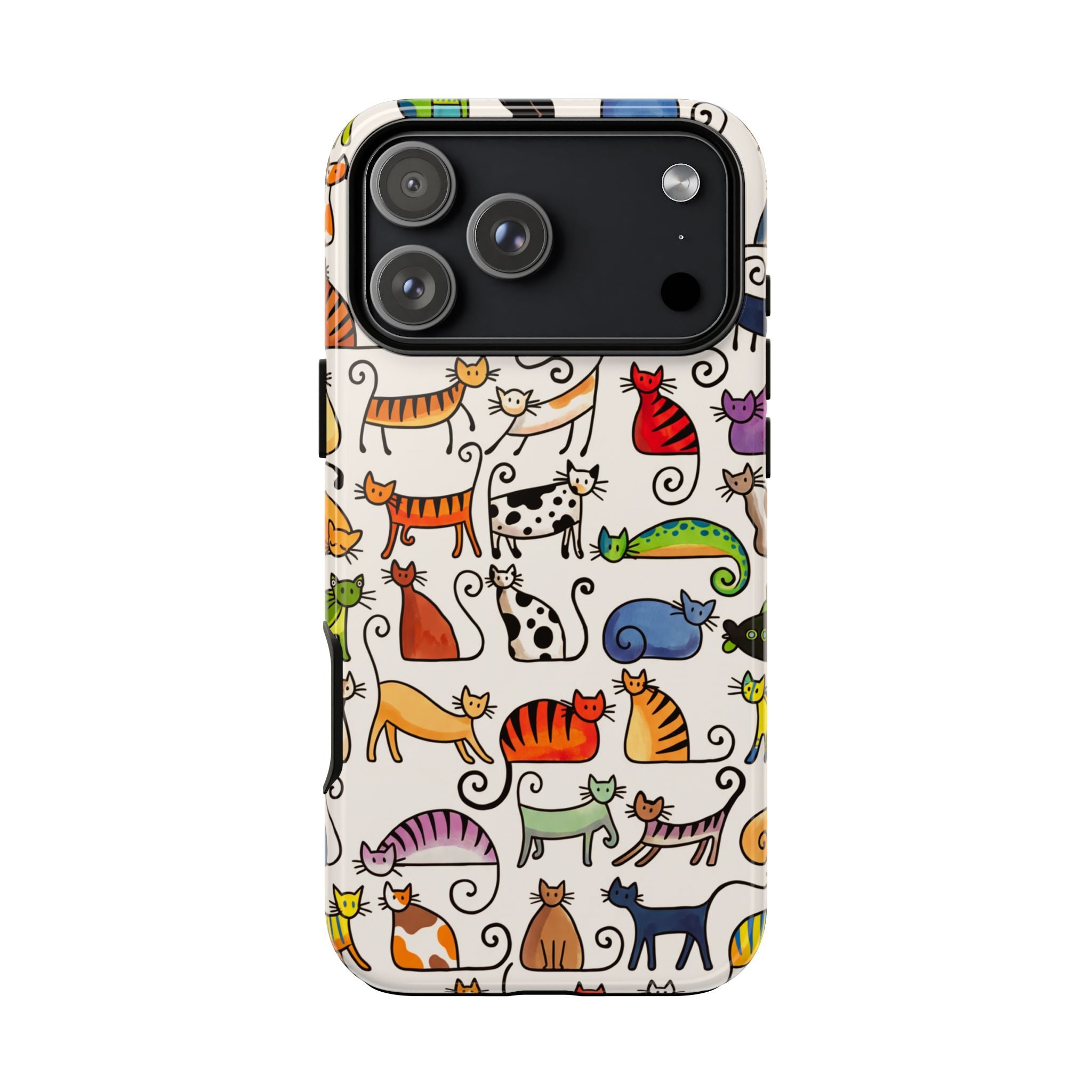 Cat Pattern Tough iPhone Case | Colourful Cartoon Cats