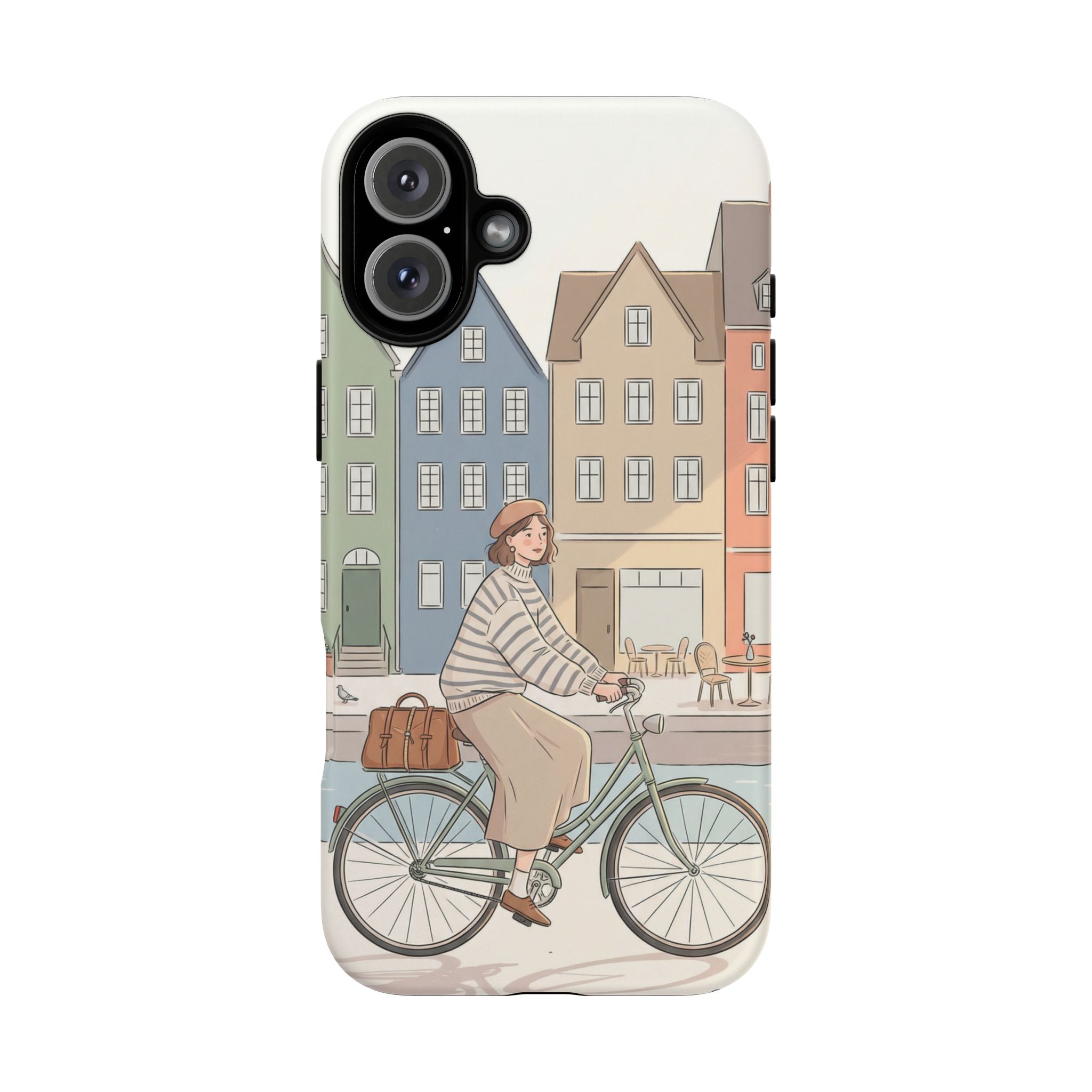 City Bike iPhone Case | Cozy European Street Illustration Tough Cases