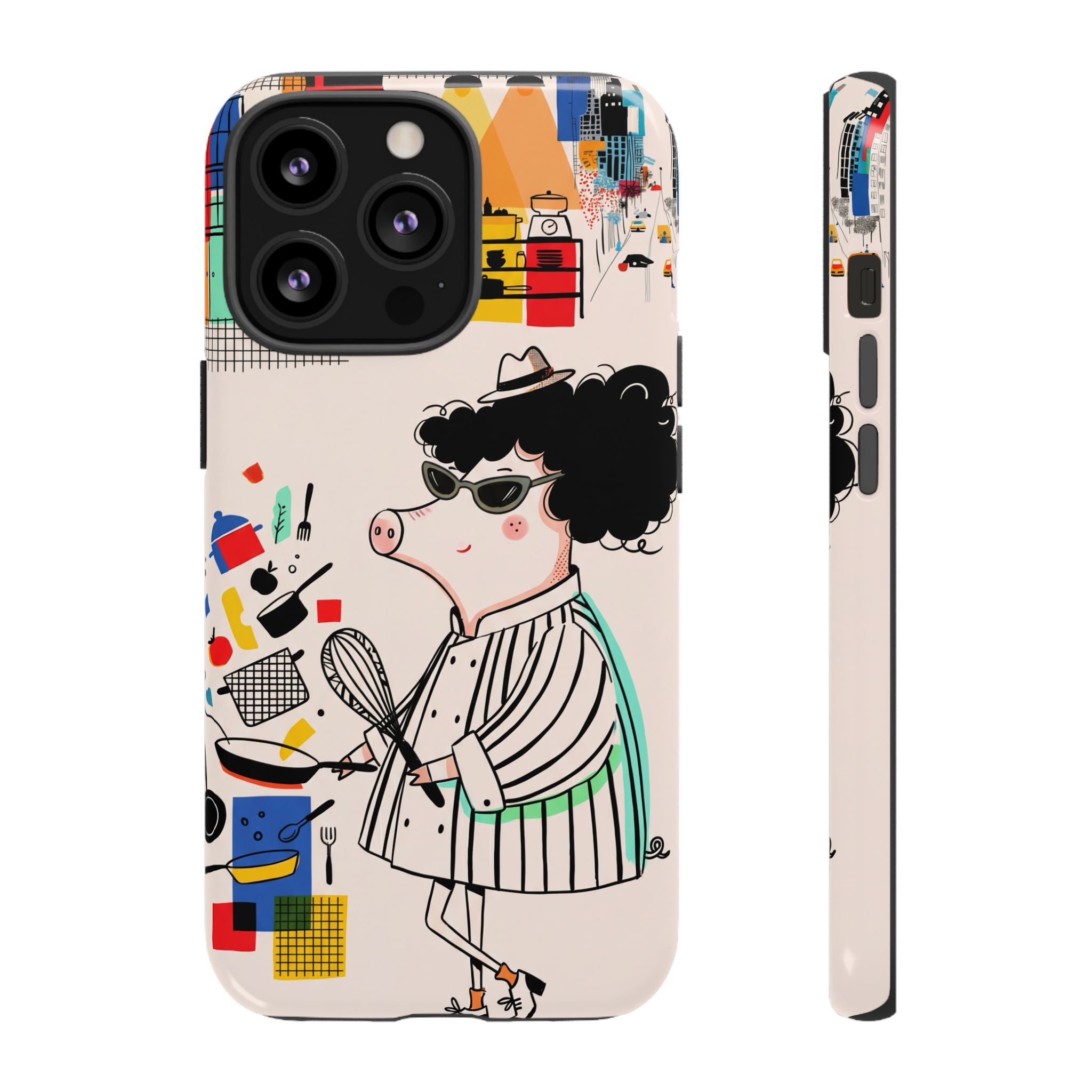 Cute Chef Pig iPhone Case | Quirky Cartoon Kitchen Art Tough Case