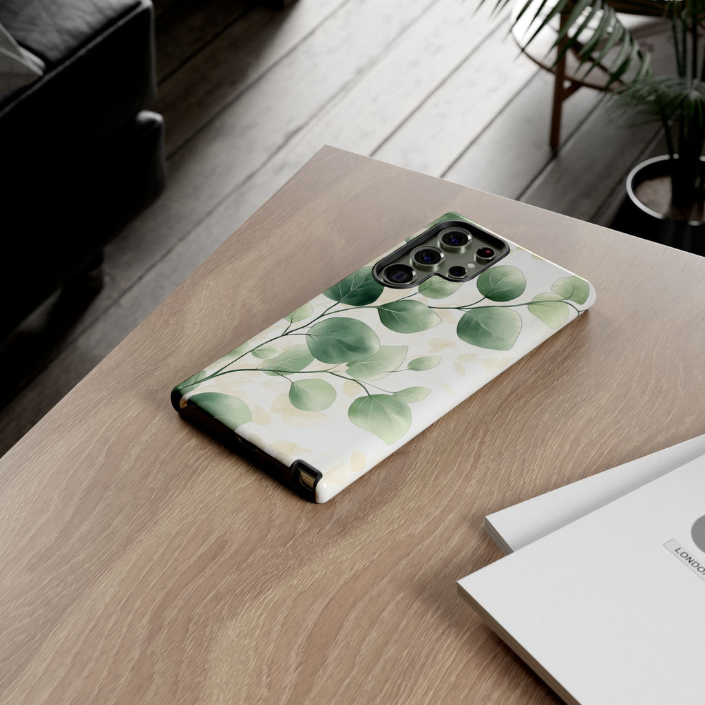 Botanical Eucalyptus Tough Samsung Galaxy Phone Case | Green Watercolour Leaf