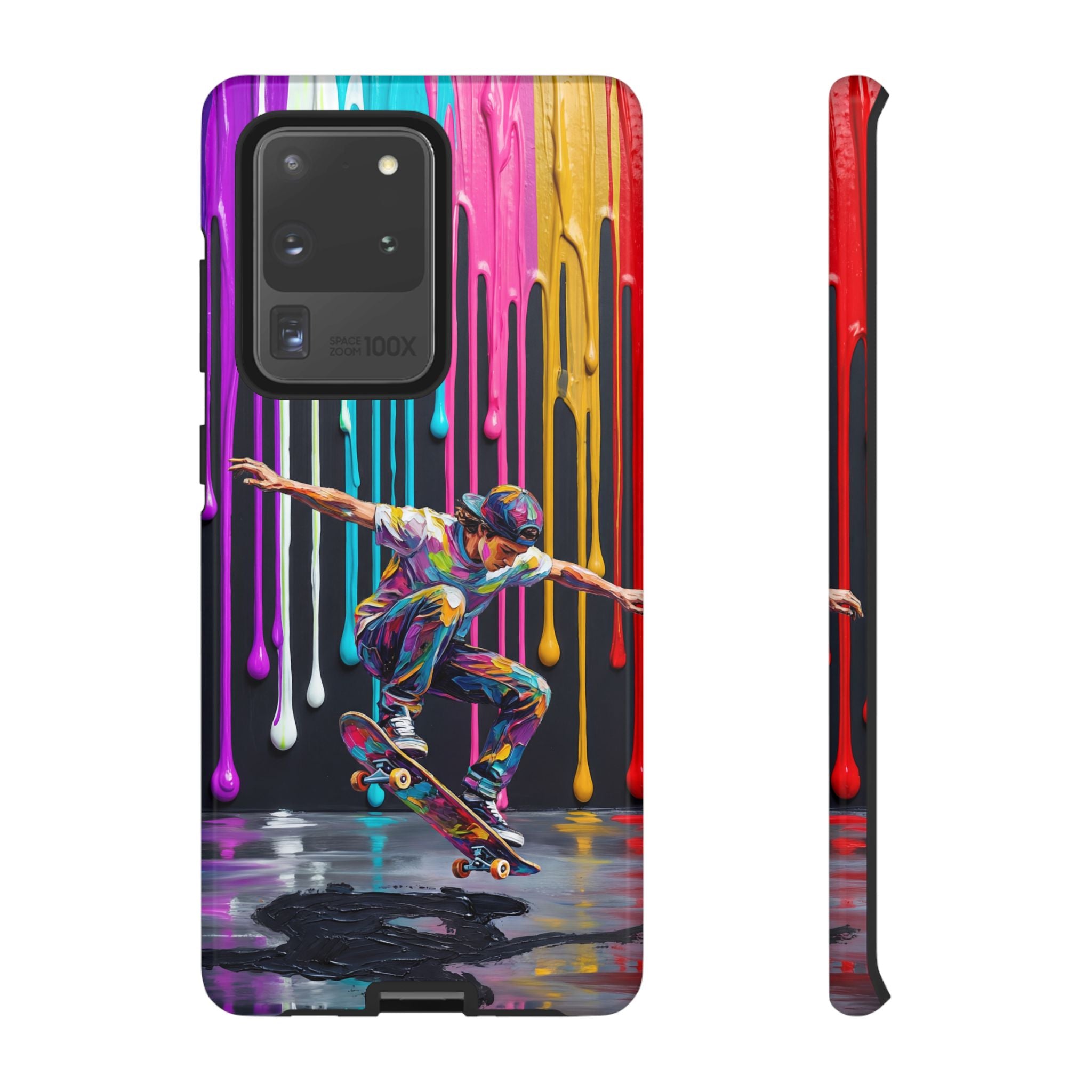 Colourful Drip Art Skateboarder Splash Samsung Galaxy Phone Case
