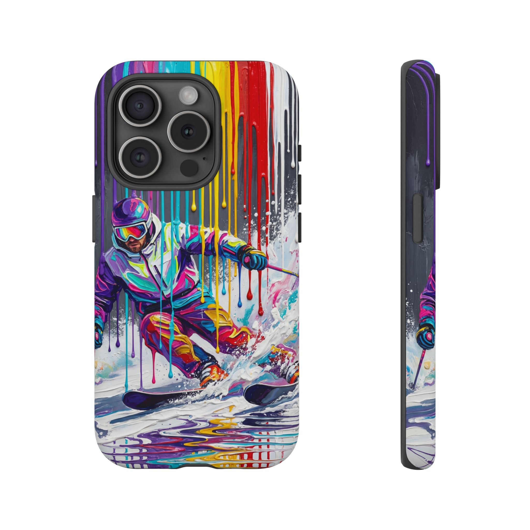 Colourful Skiing Drip Art Tough iPhone Case