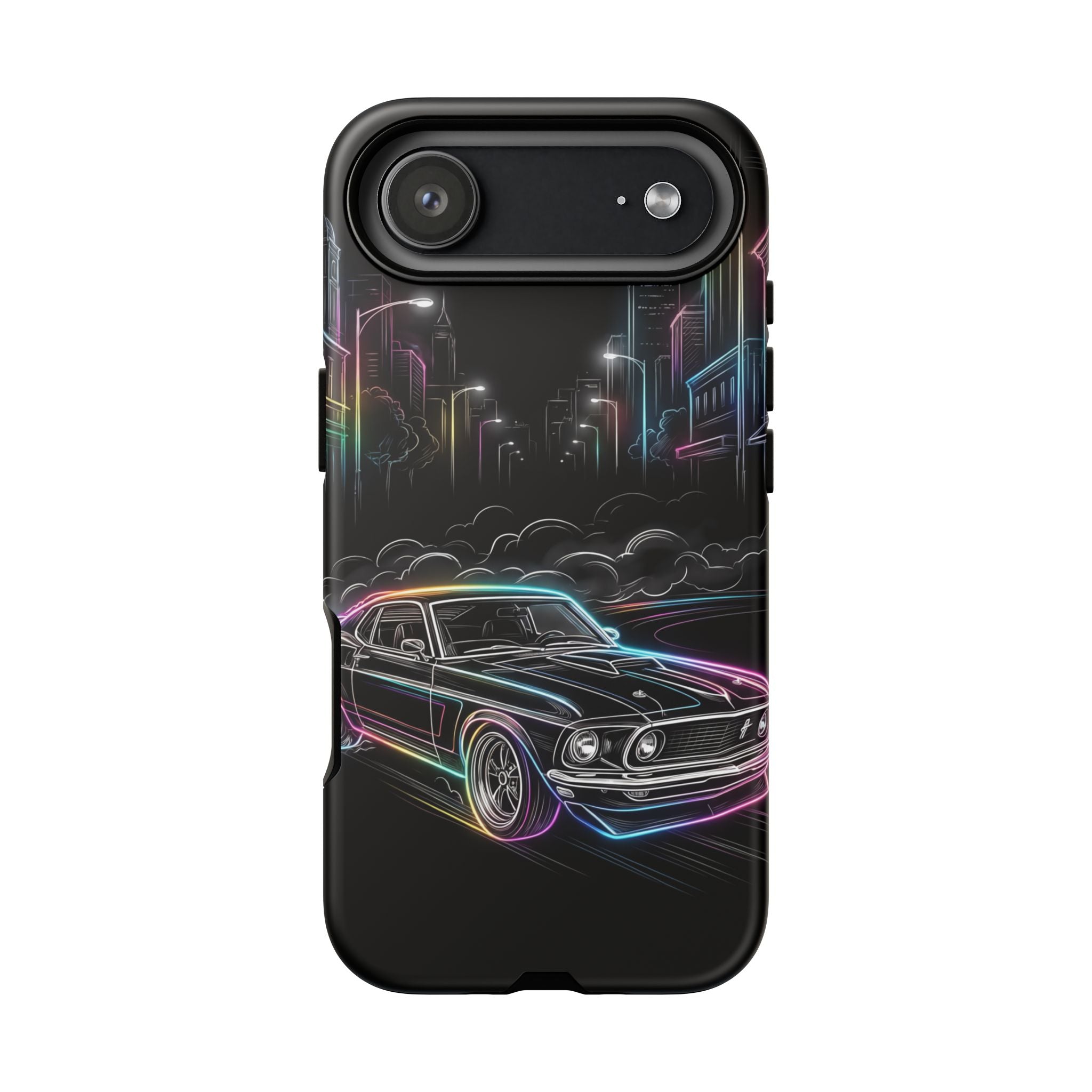 Neon Muscle Car iPhone Case | Retro City Nightscape