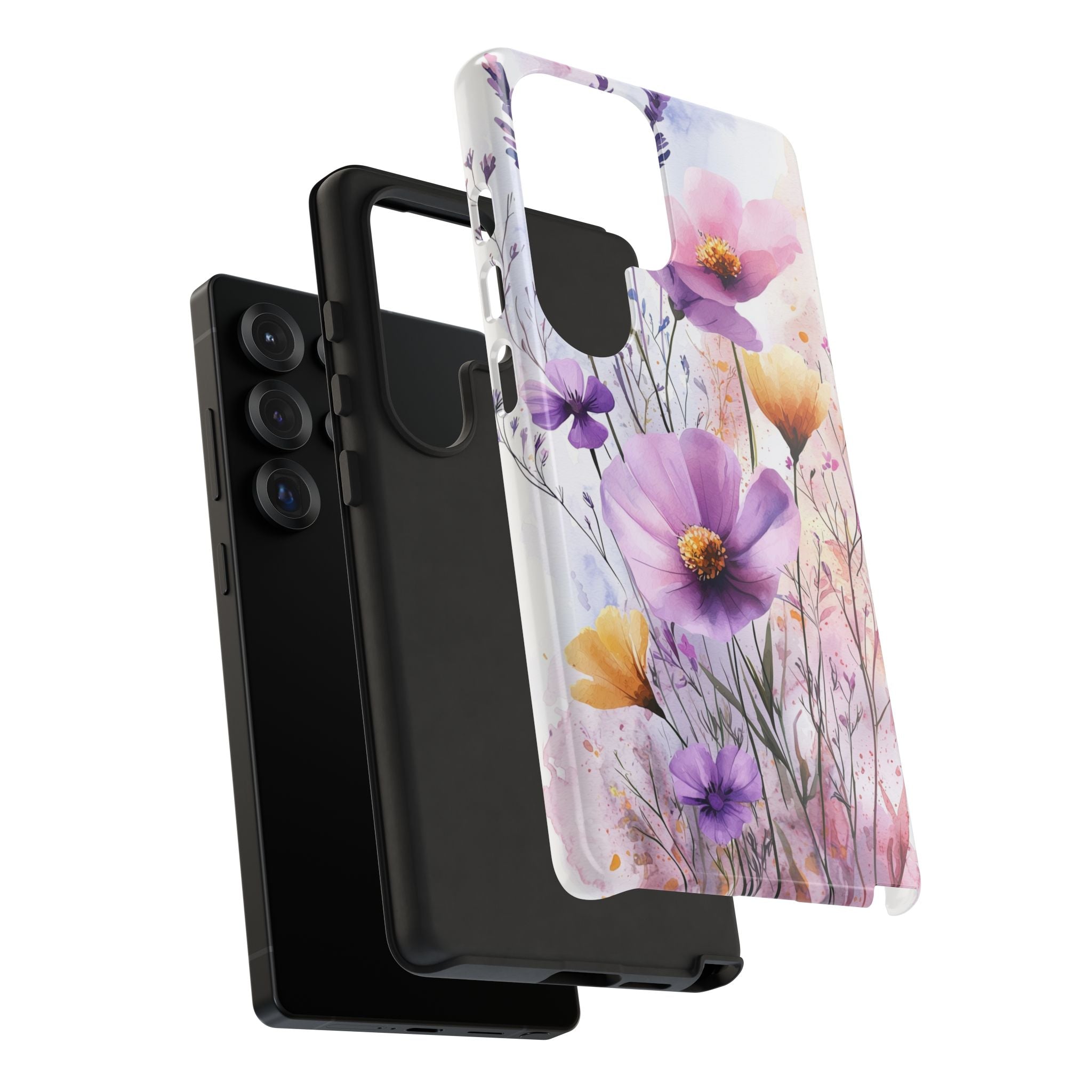 Floral Watercolour Tough Samsung Galaxy Case | Purple & Yellow Wildflowers