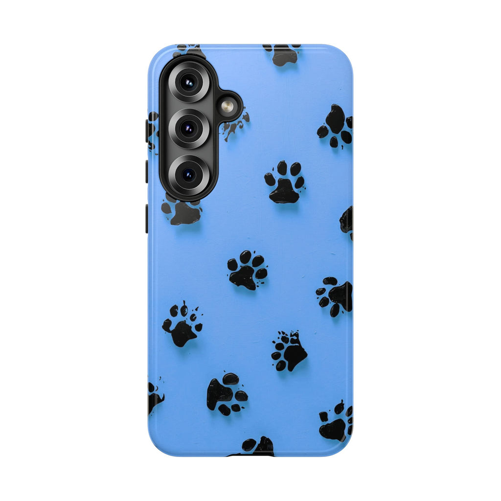 Blue Paw Print Tough Samsung Galaxy Case — Protective Dog & Cat Lover Cover