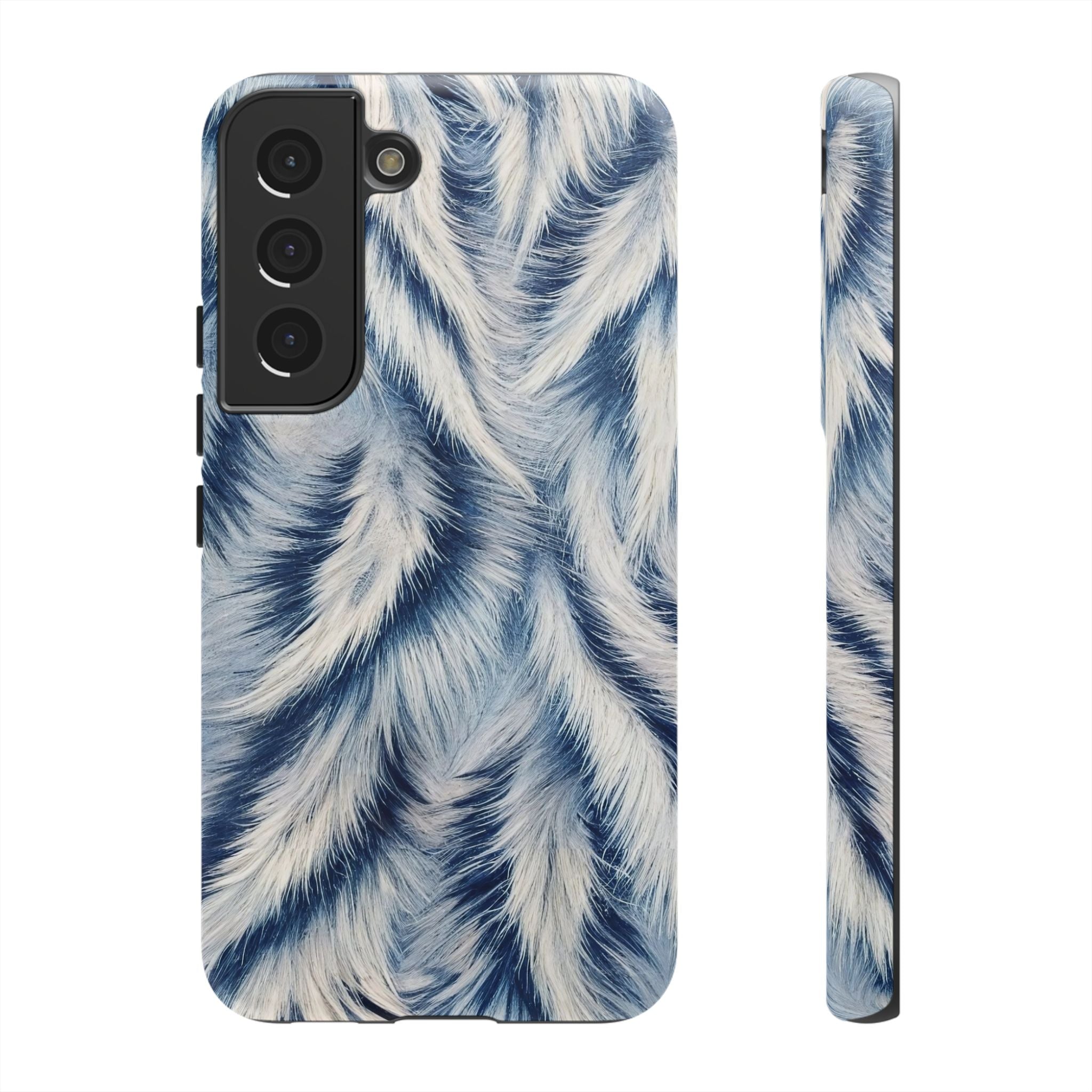 Blue Faux Fur Texture Protective Tough Samsung Galaxy Case